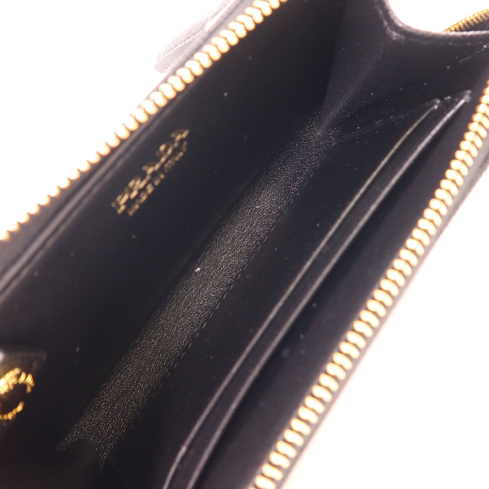 PRADA GHW Black Saffiano Key Chain Case 1PP122 QHH F0002 Leather Black