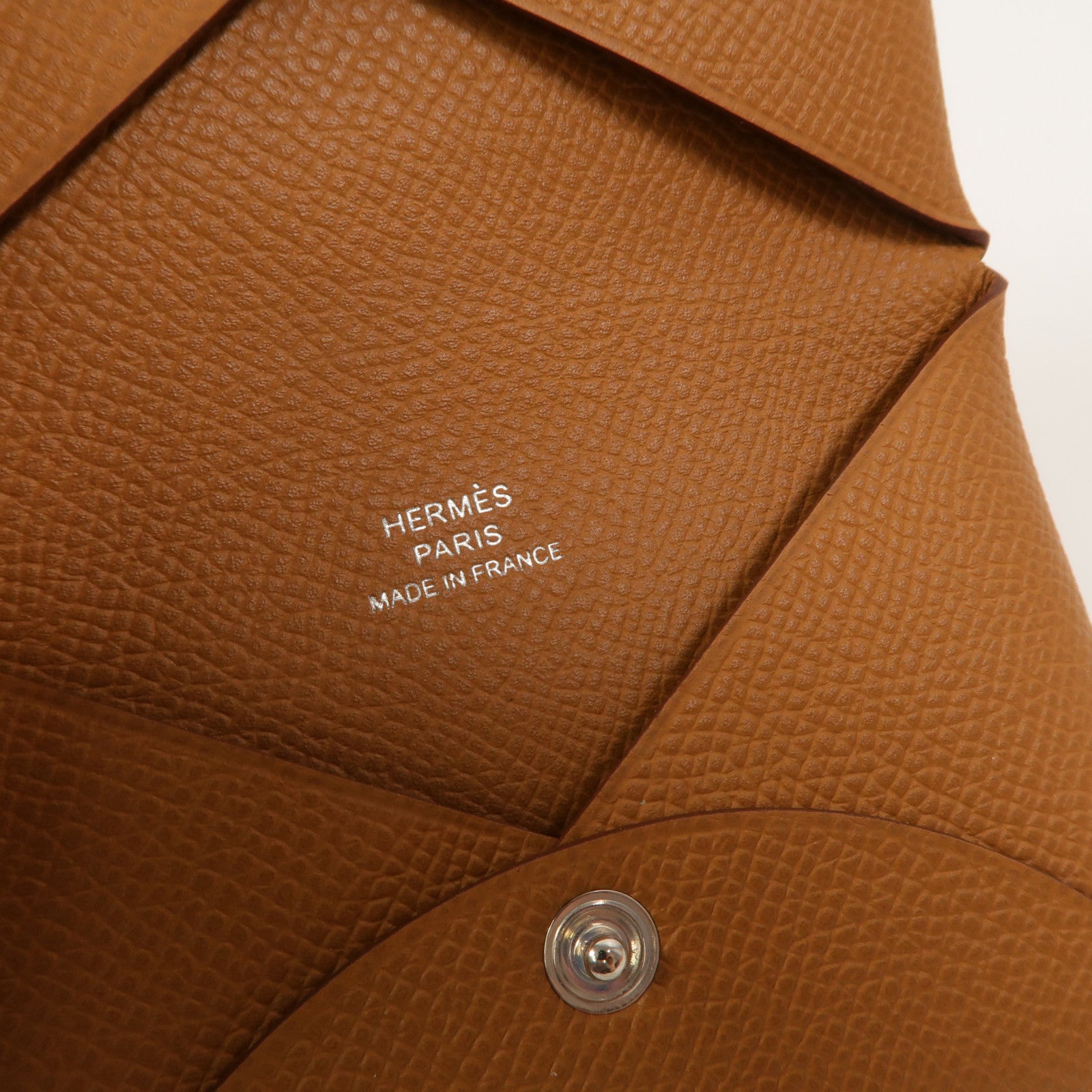 HERMES Epsom皮革Calvi卡片套Gold