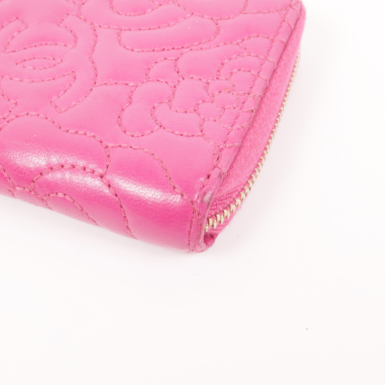 CHANEL 皮革Zipper Wallet金扣錢包