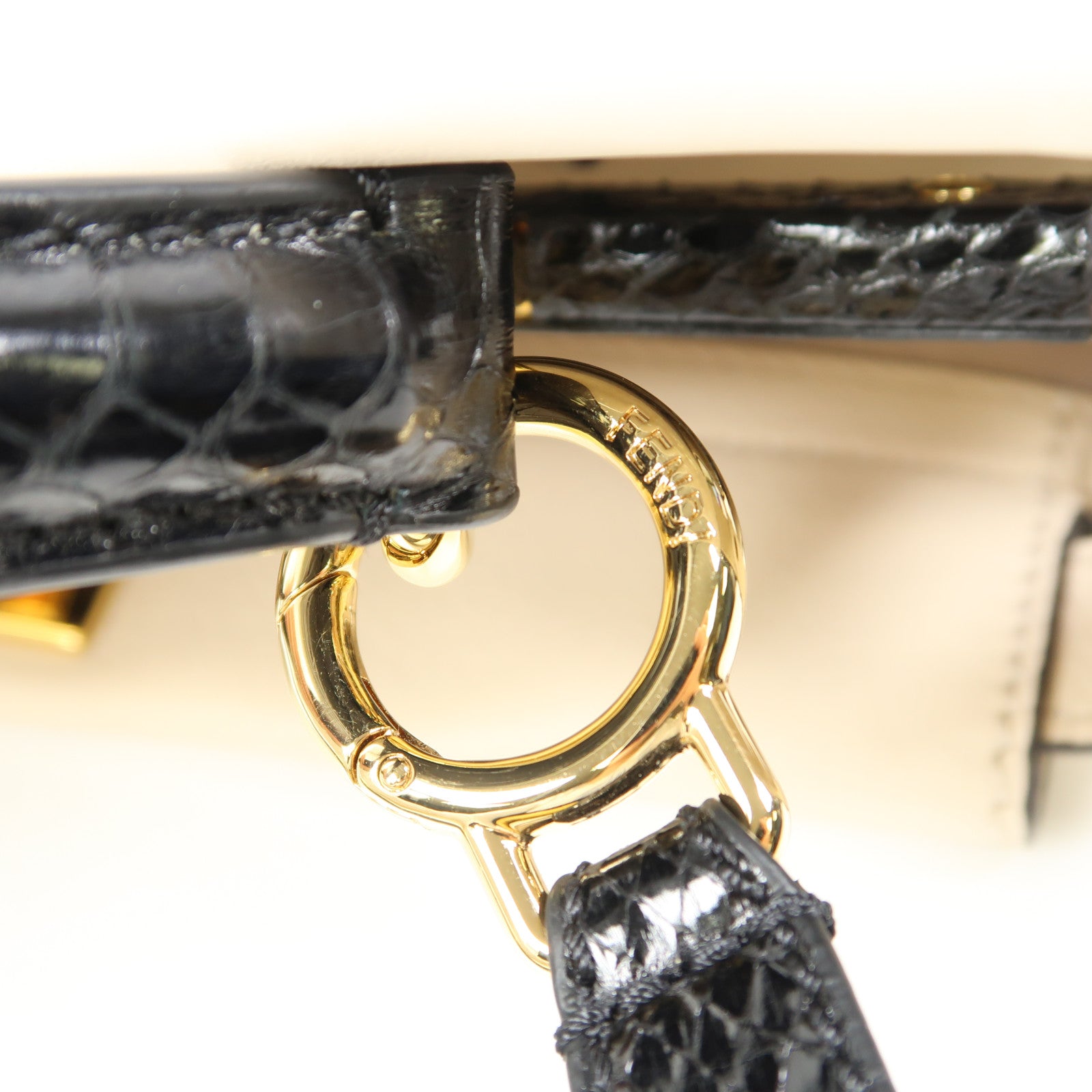 FENDI 蛇皮/牛皮皮革Peekaboo金扣手挽肩背兩用袋