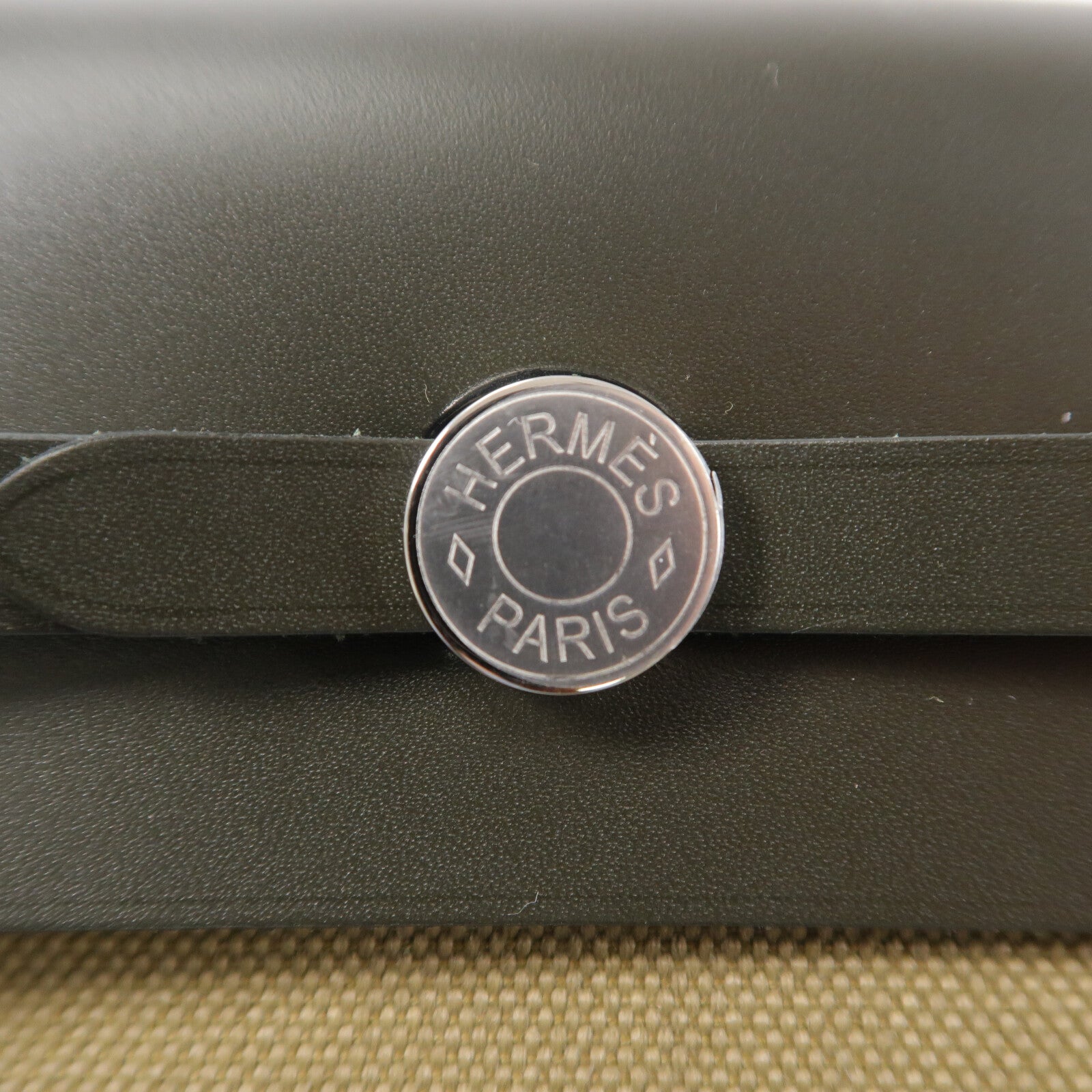 HERMES 帆布Mini Herbag肩背袋Vert Olive/Kaki