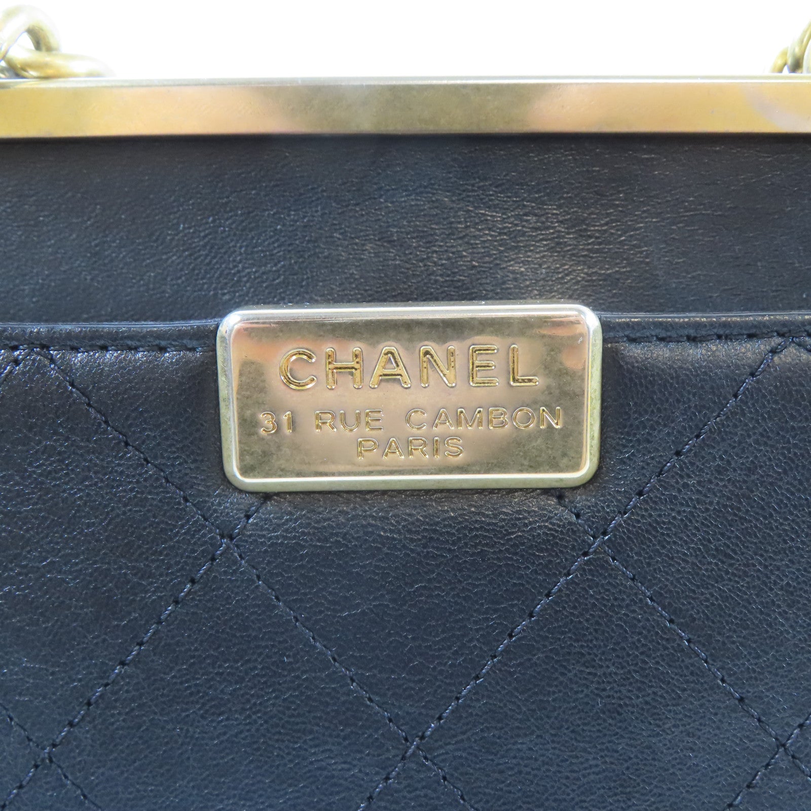 CHANEL 【激減優惠】菱格牛皮皮革Chain Shoulder金扣手挽肩背兩用袋黑色