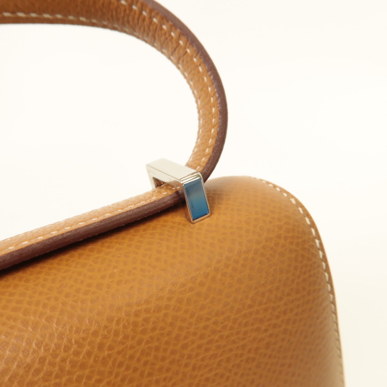 HERMES 【激減優惠】Epsom皮革Mini Constance銀扣肩背袋棕色