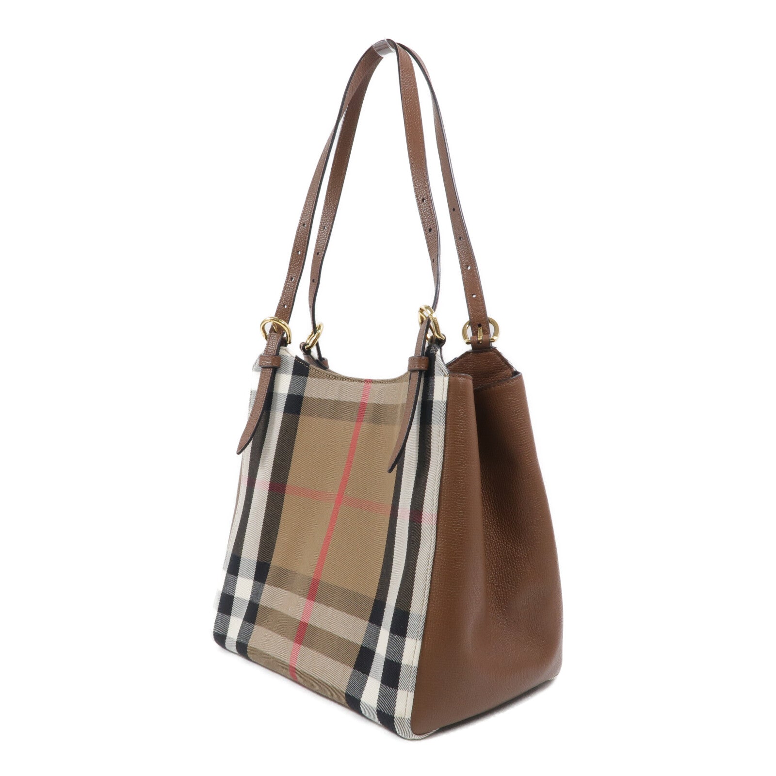 BURBERRY 帆布/牛皮皮革House Check Canterbury Small Tote肩背袋