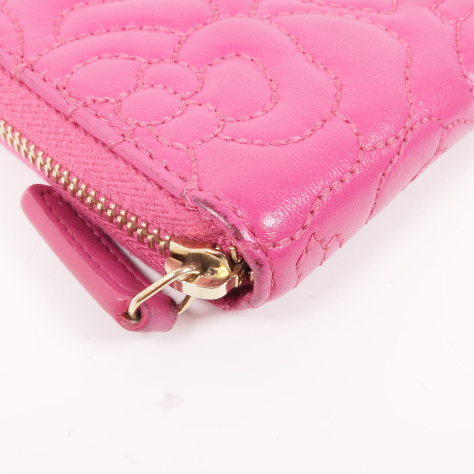 CHANEL 皮革Zipper Wallet金扣錢包