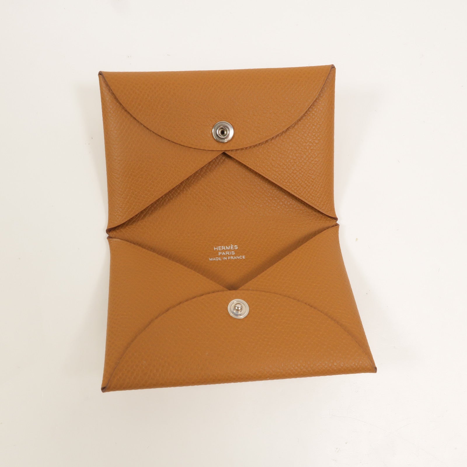 HERMES Epsom皮革Calvi卡片套Gold