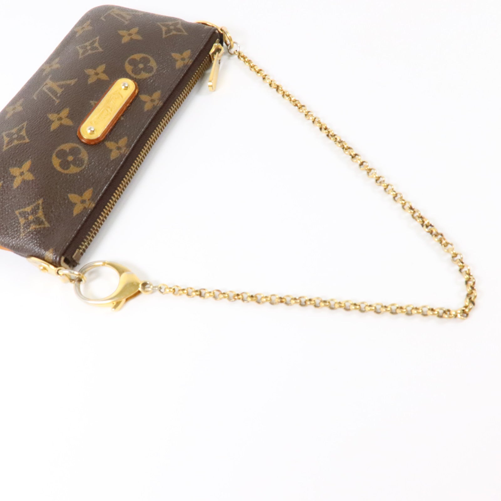 LOUIS VUITTON Monogram Pochette Milla金扣鏈帶手挽袋