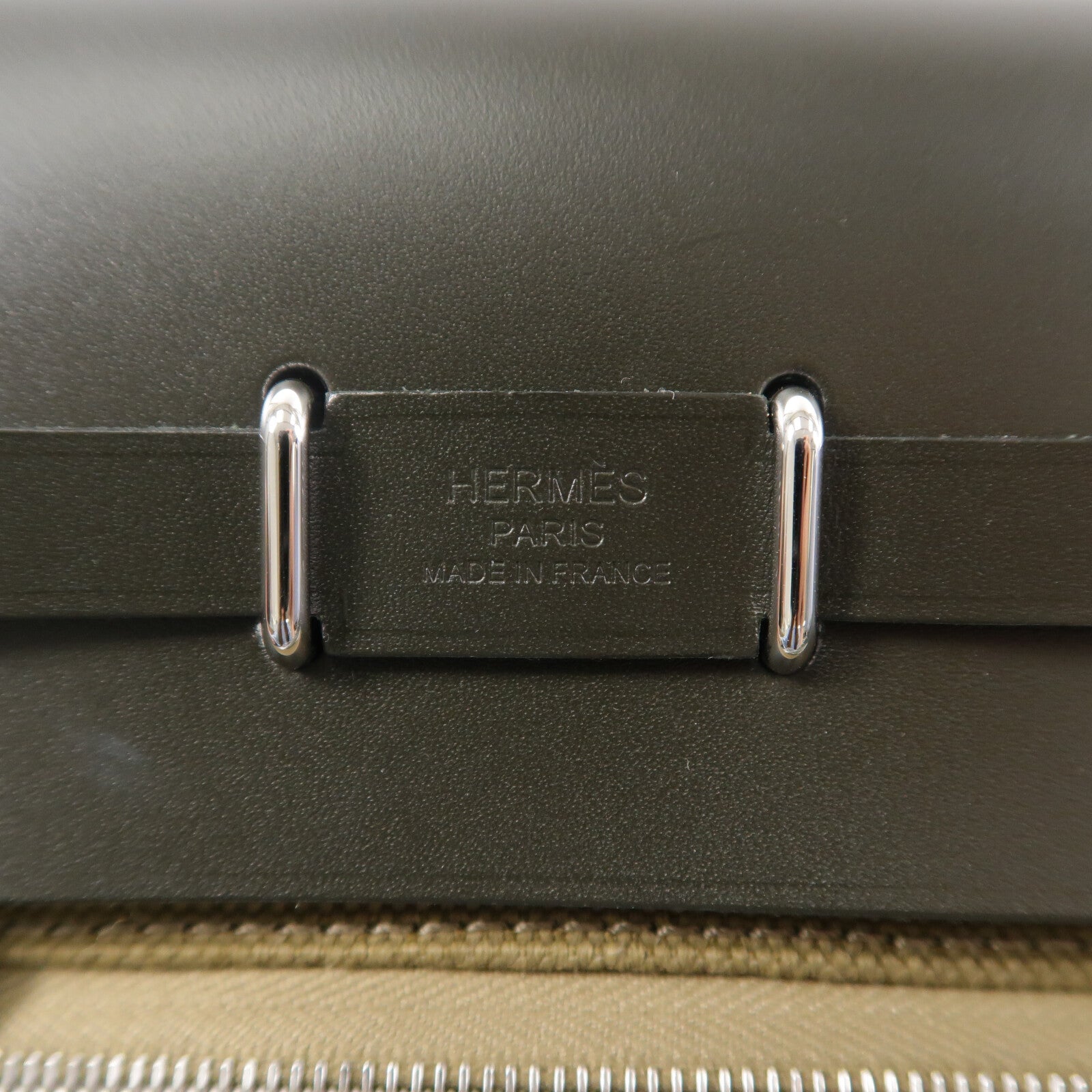 HERMES 帆布Mini Herbag肩背袋Vert Olive/Kaki