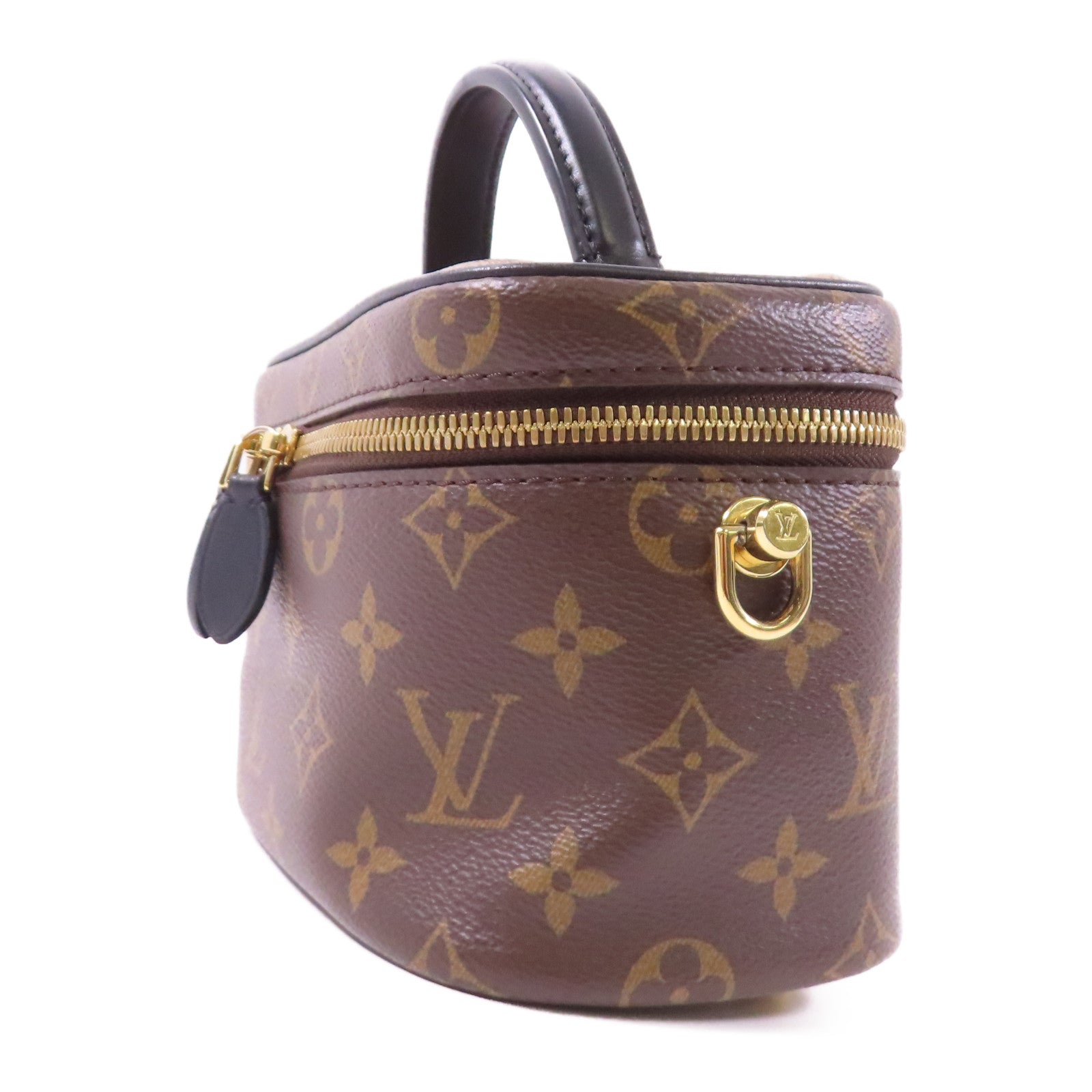 LOUIS VUITTON Monogram Reverse Vanity PM金扣手挽肩背兩用袋棕色
