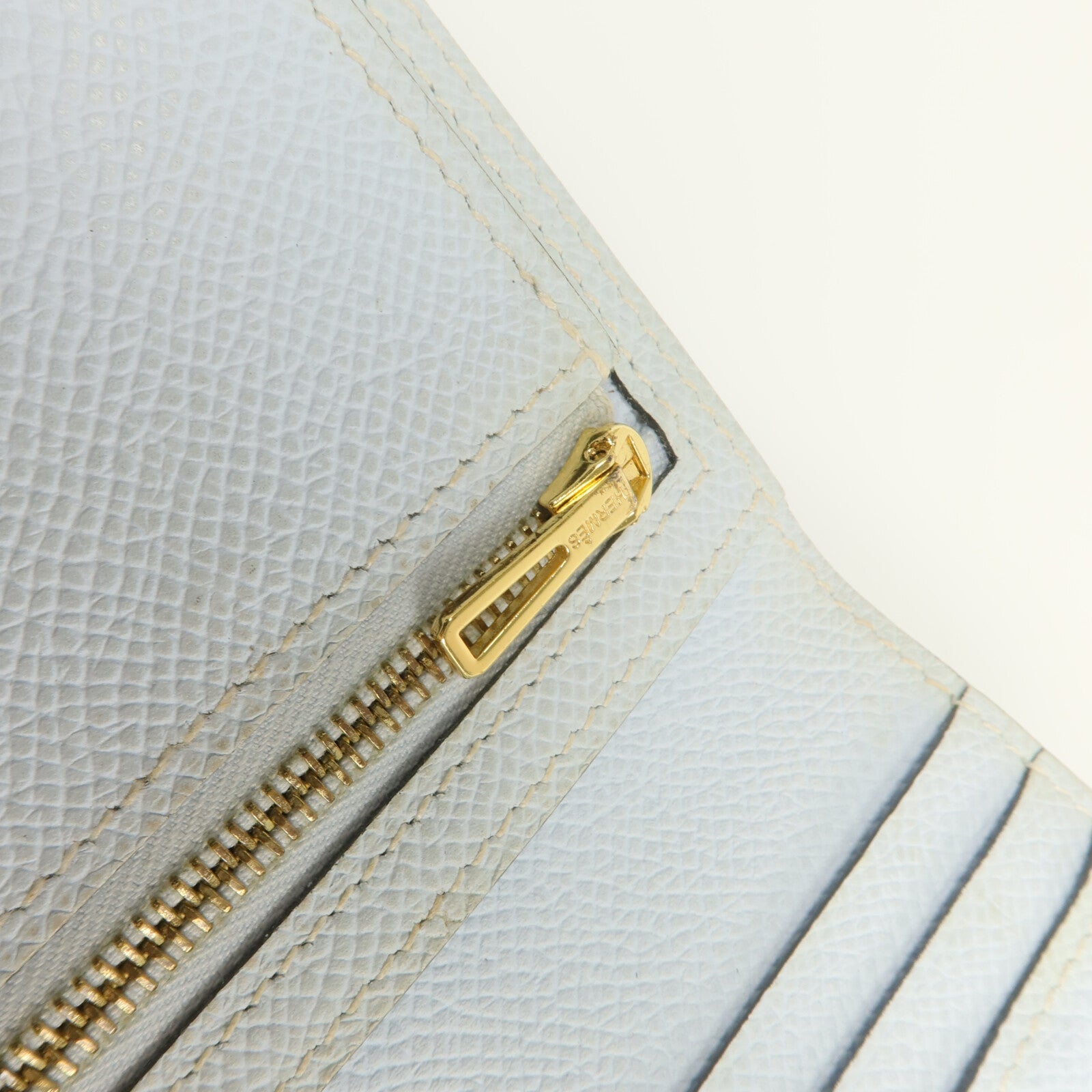 HERMES Epsom皮革Bearn Wallet金扣錢包Vert Criquet