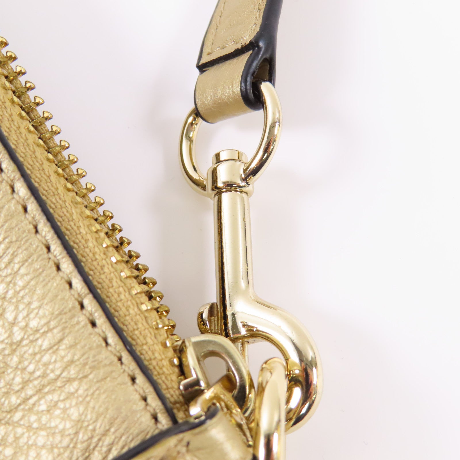 COACH 牛皮皮革Shoulder Bag金扣手挽袋金色