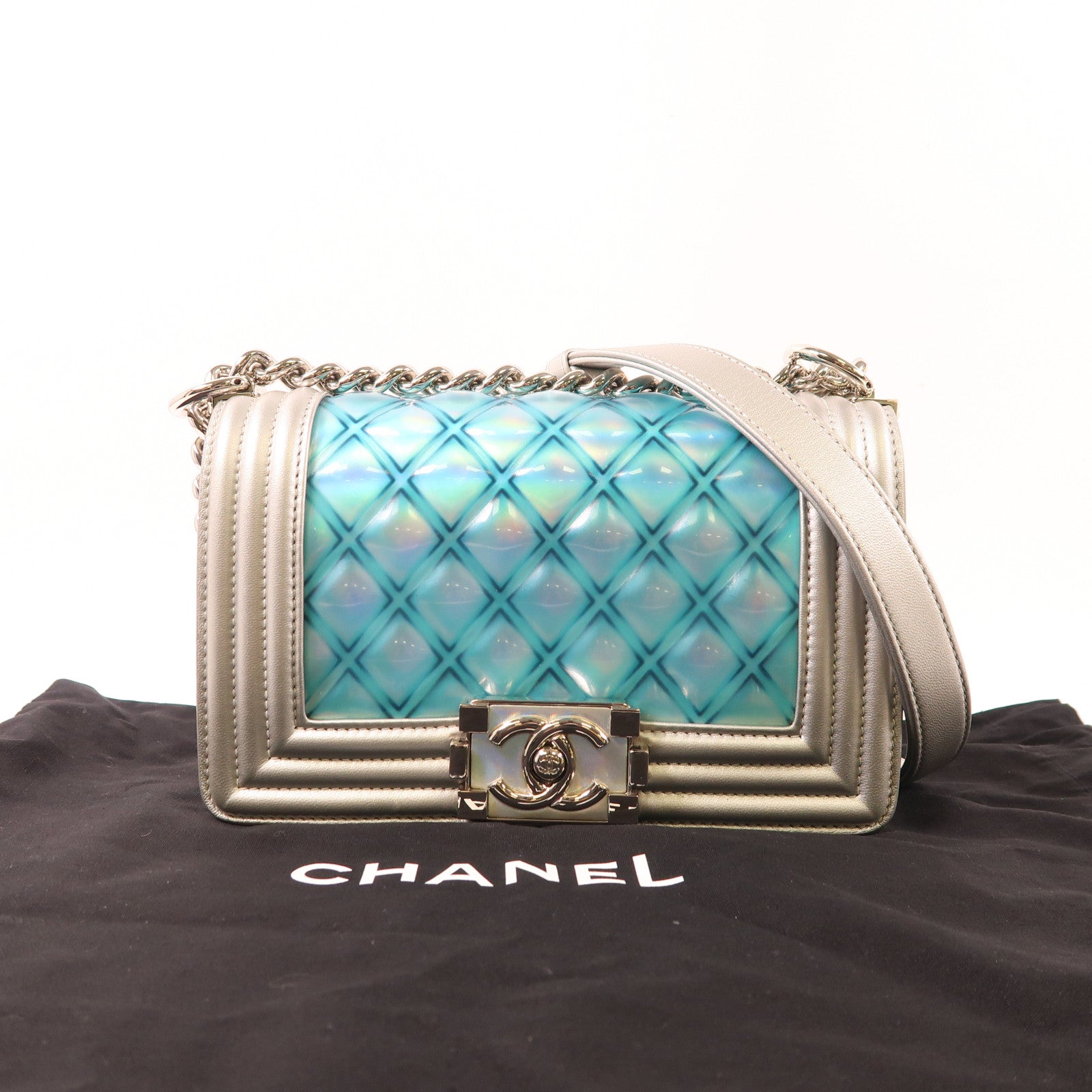 CHANEL 【激減優惠】皮革Boy 20銀扣肩背袋