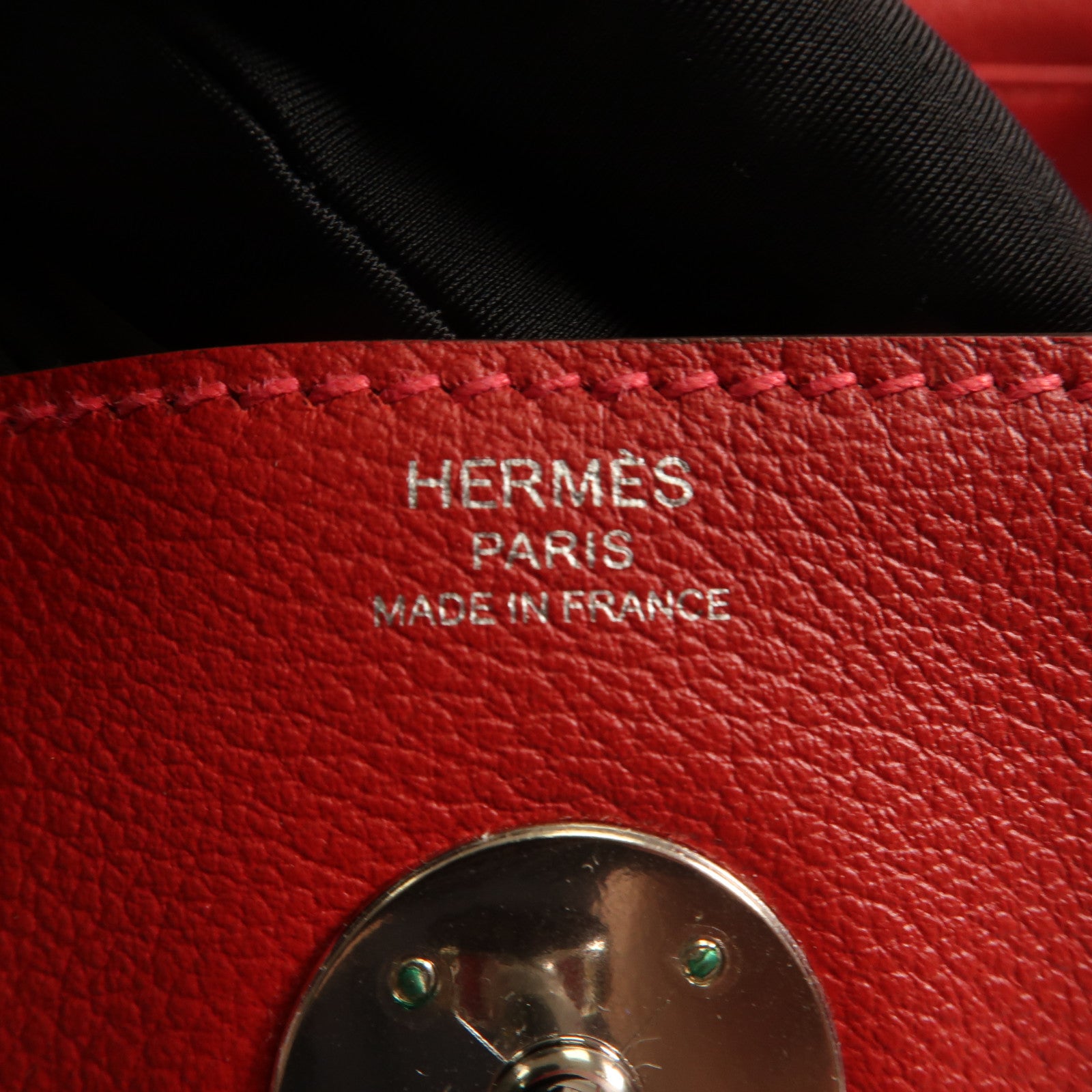 HERMES Evercolor皮革Lindy 26銀扣手挽肩背兩用袋Rouge de Coeur