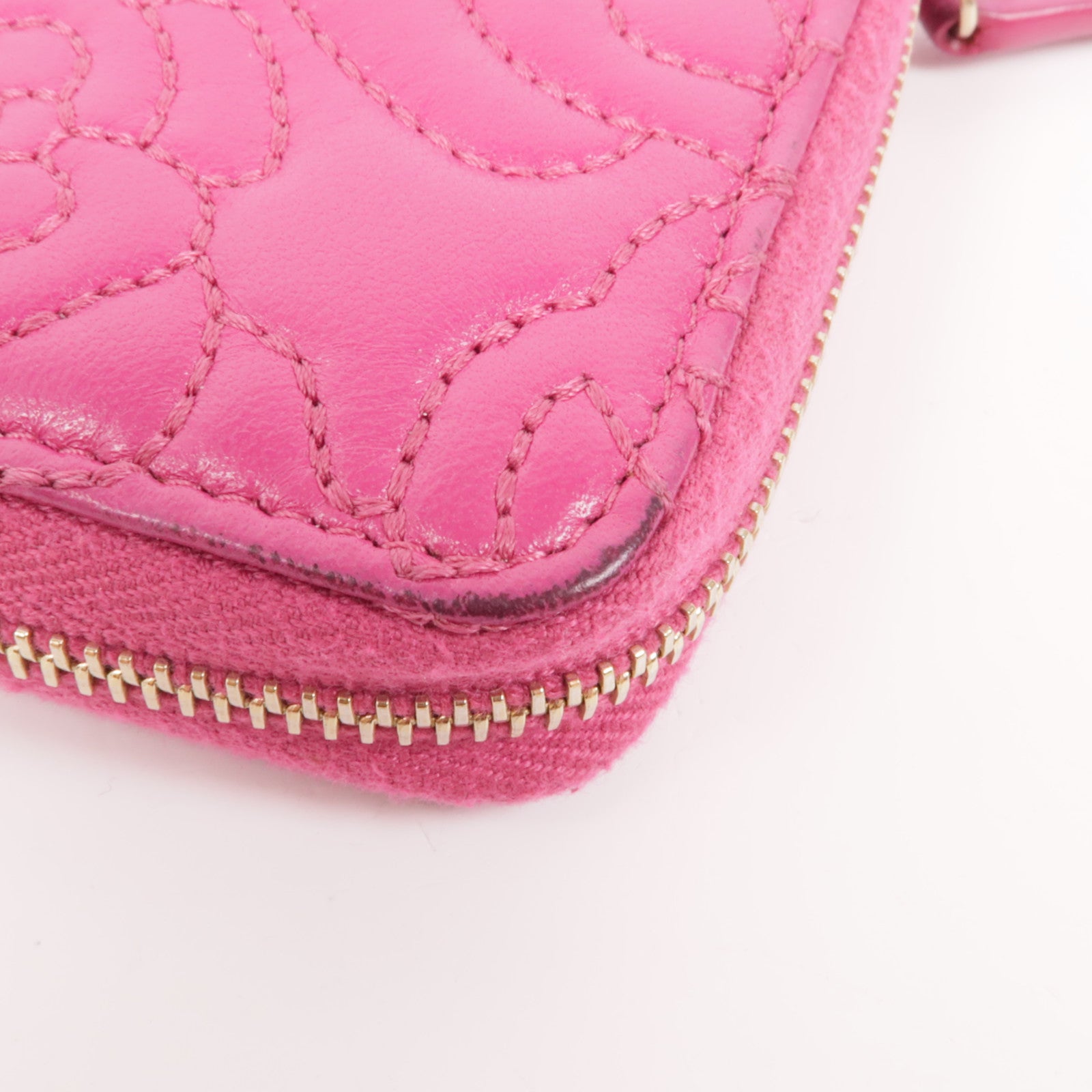 CHANEL 皮革Zipper Wallet金扣錢包