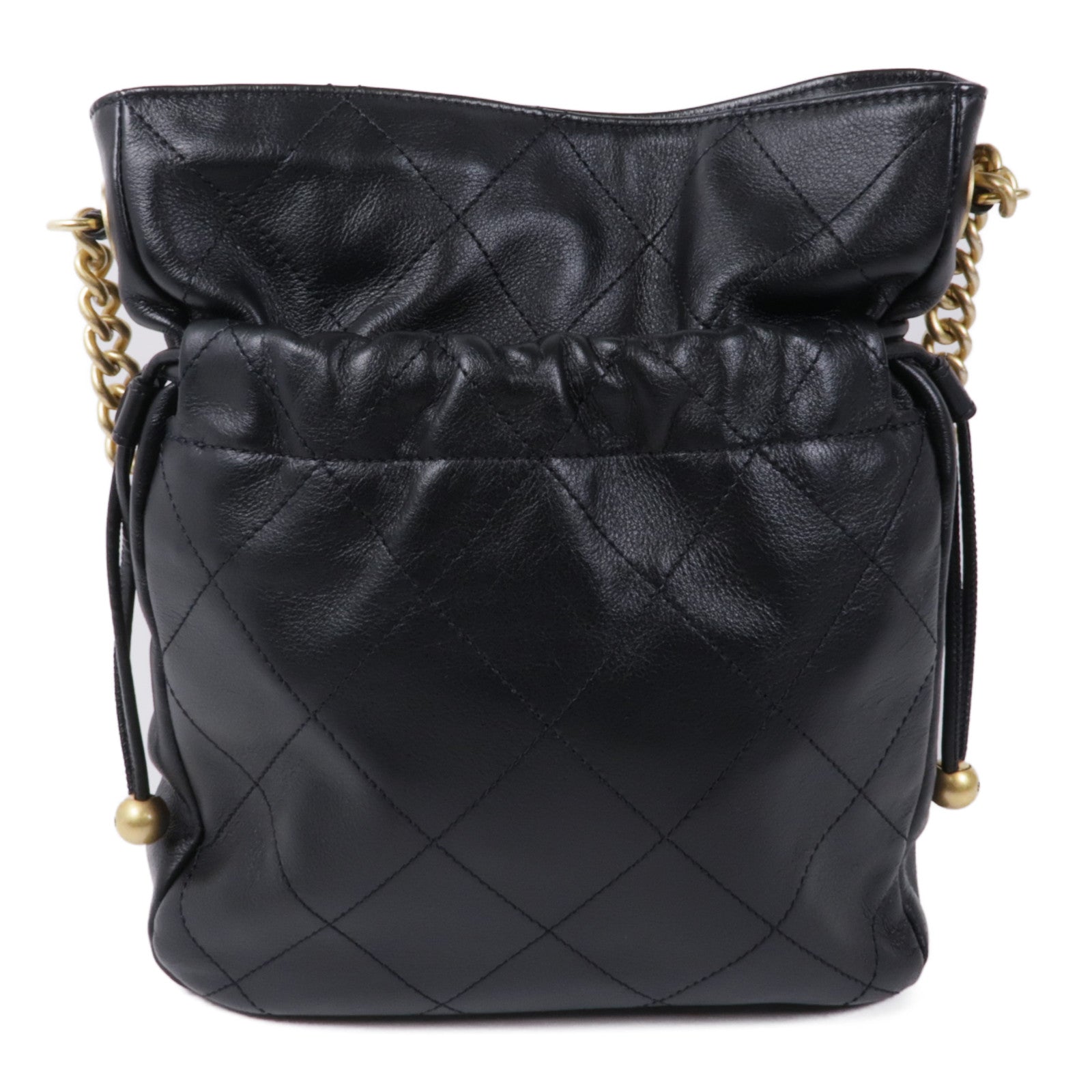 CHANEL 牛皮皮革Bucket金扣鏈帶肩背袋