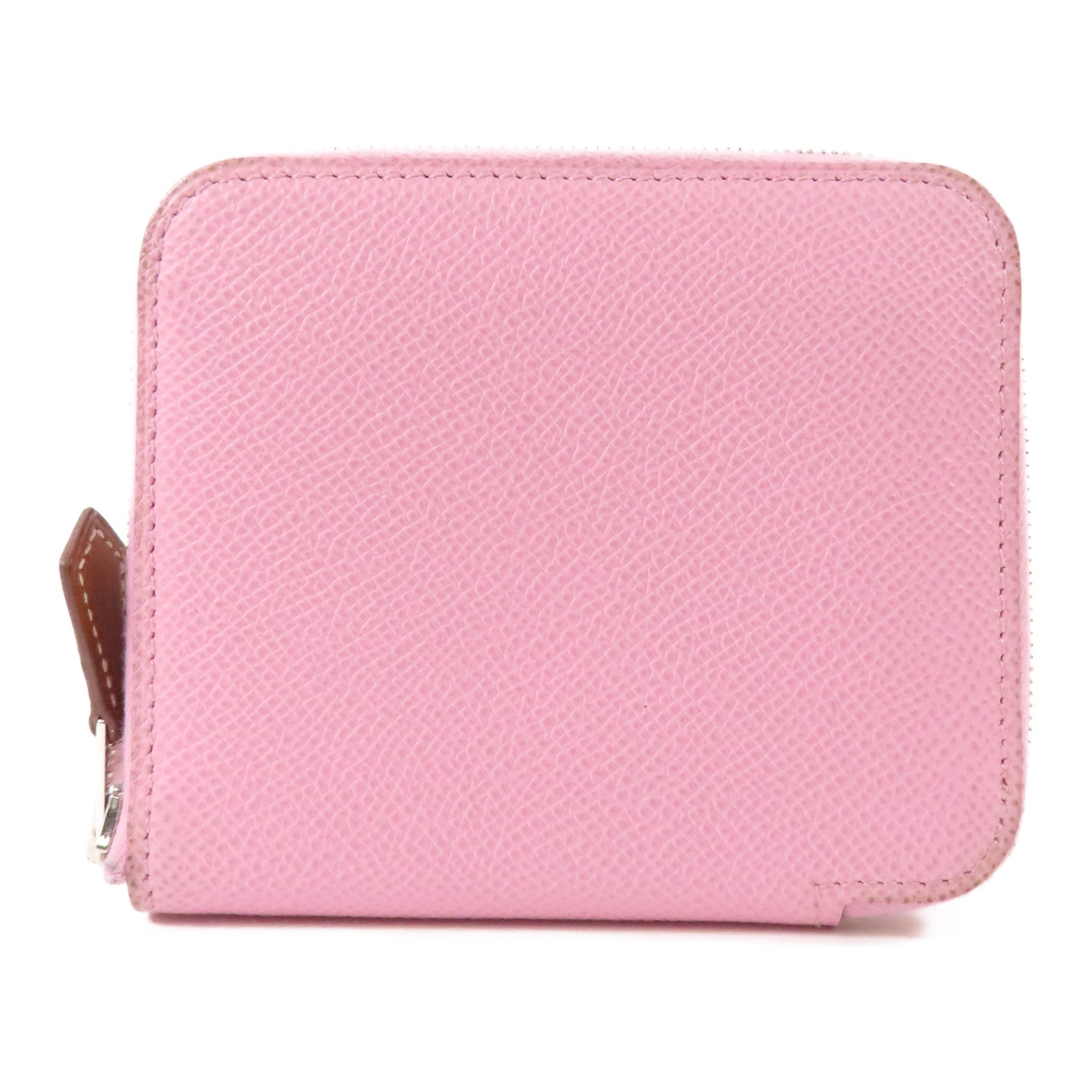 HERMES Epsom皮革Silk in Wallet銀扣錢包Rose Sakura(3Q)