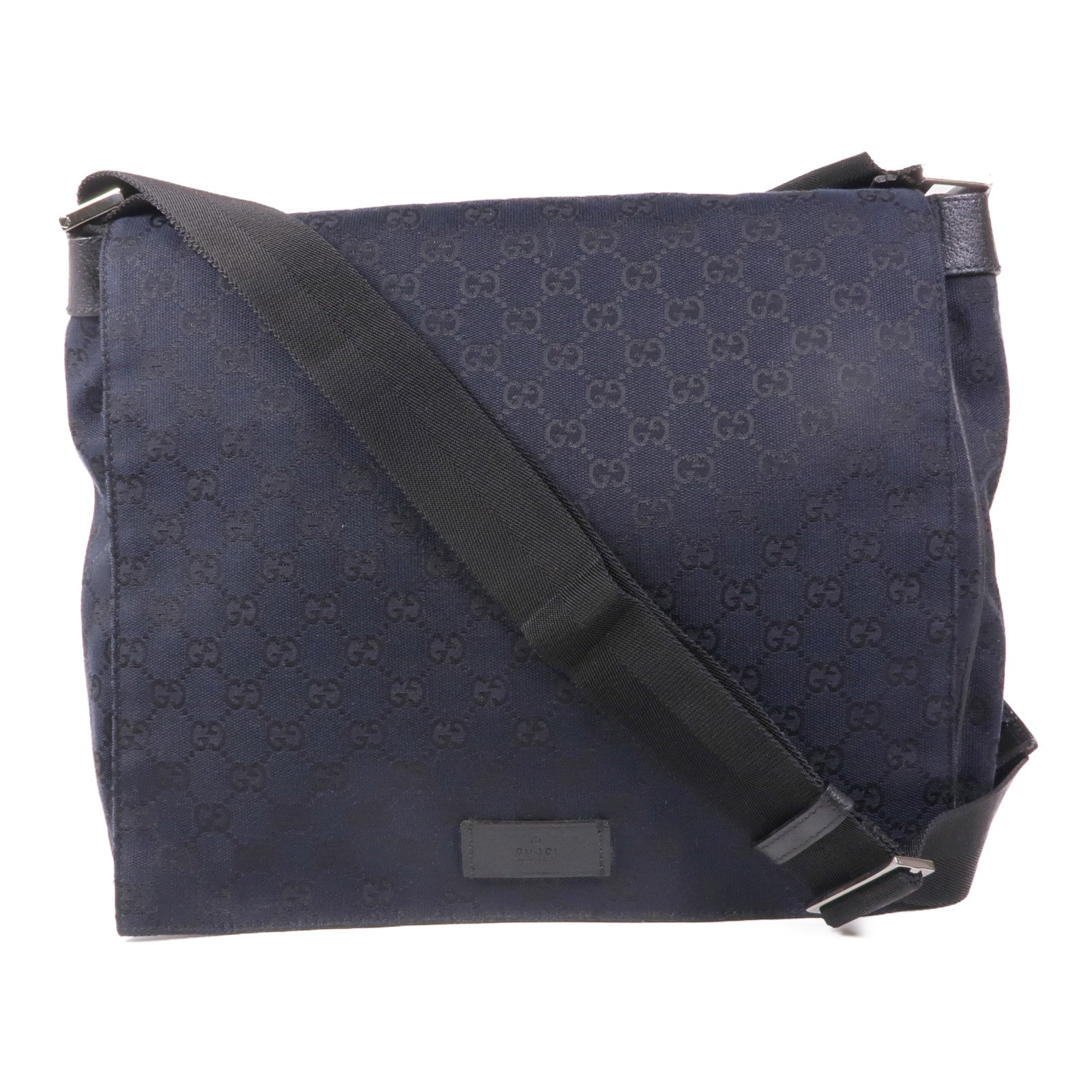 GUCCI 帆布Shoulder Bag銀扣肩背袋