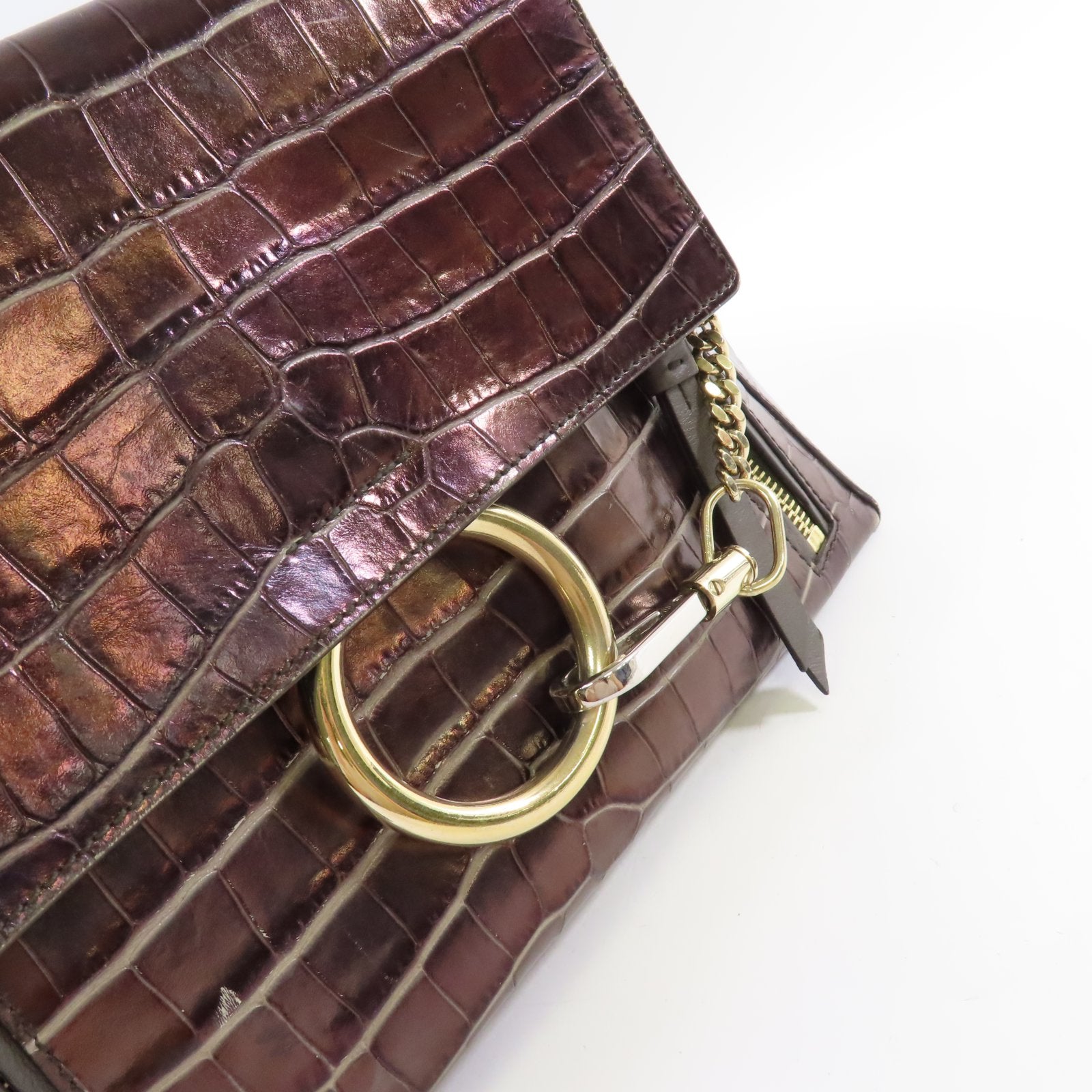 Chloe 牛皮皮革Faye Day 2Way Shoulder Bag手挽肩背兩用袋酒紅色