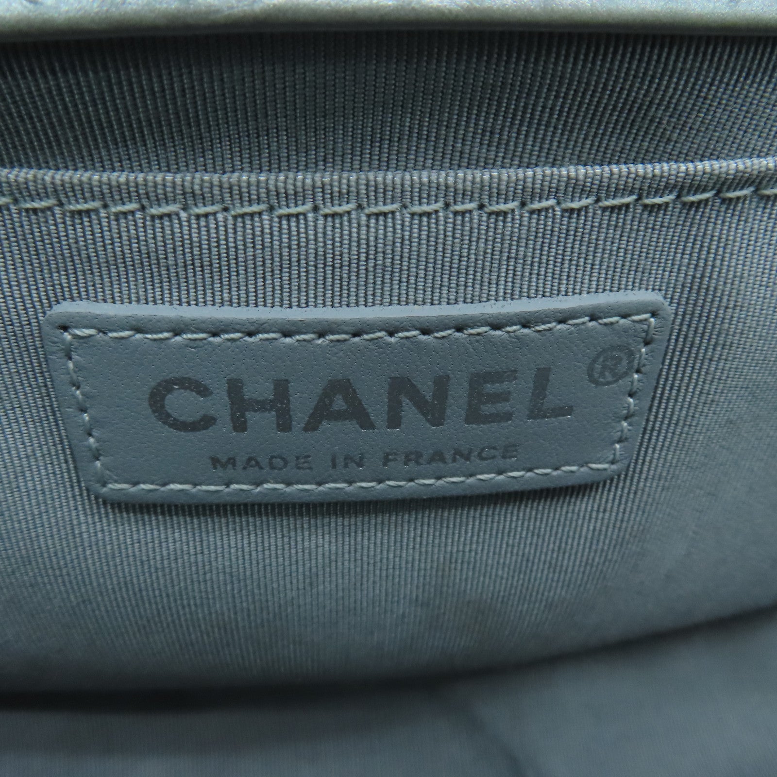CHANEL 牛皮皮革Boy 25 Chain Shoulder鏈條銀扣肩背袋灰色