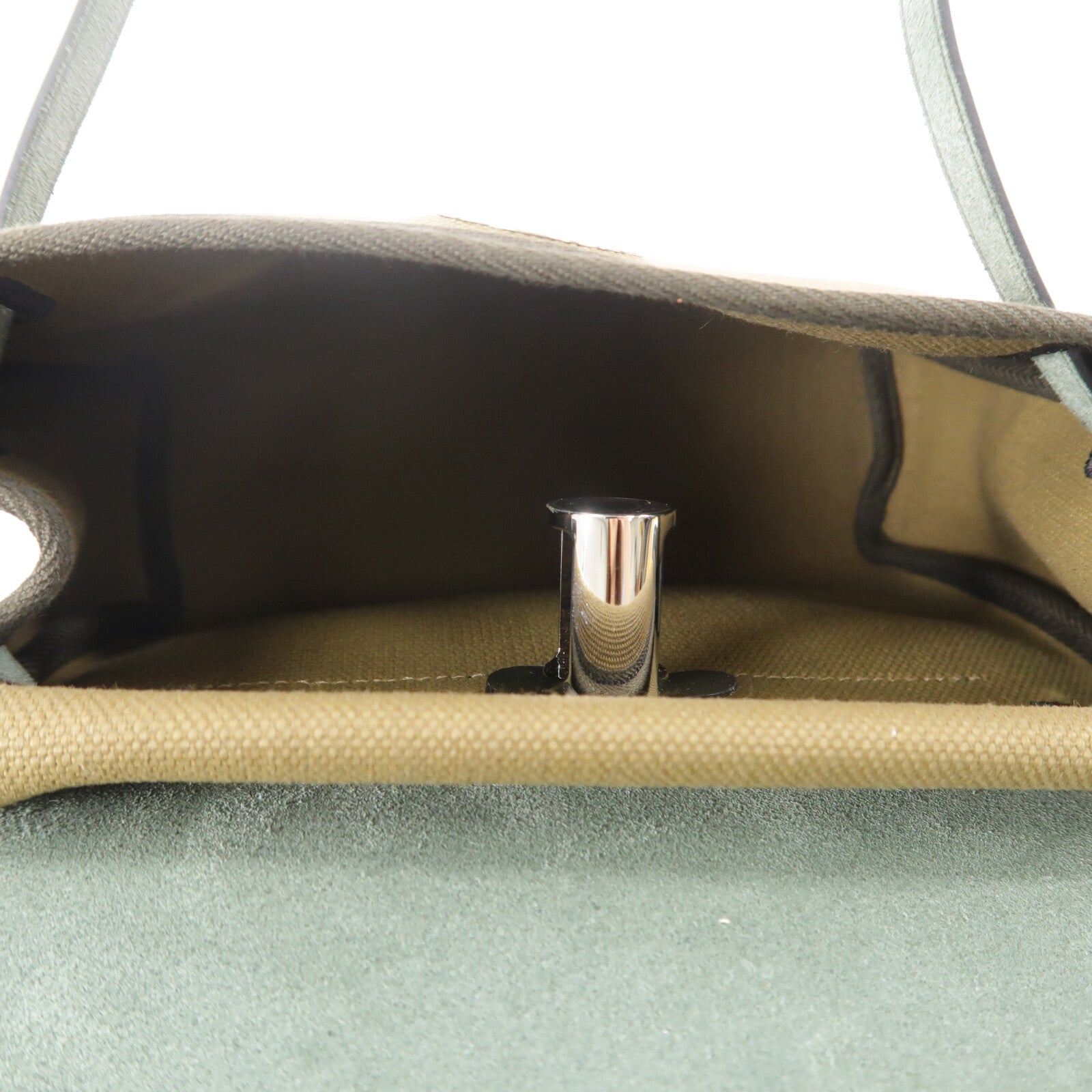 HERMES 帆布Mini Herbag肩背袋Vert Olive/Kaki