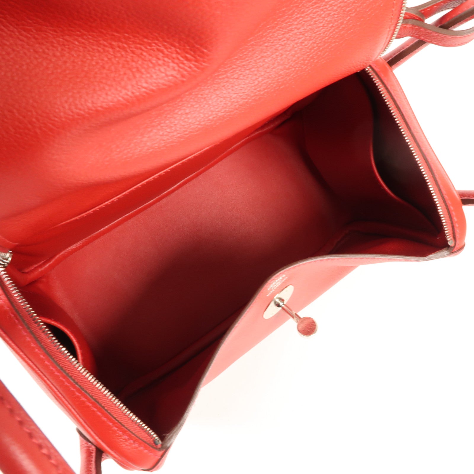 HERMES Evercolor皮革Lindy 26銀扣手挽肩背兩用袋Rouge de Coeur