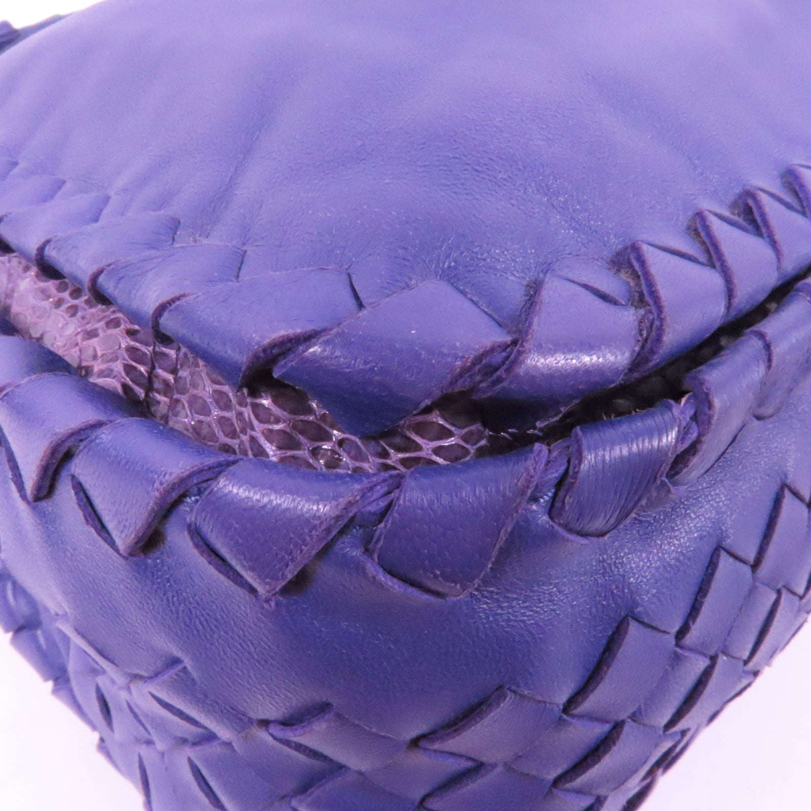 BOTTEGA VENETA 羊皮皮革/蛇皮皮革Shoulder Bag肩背袋紫色