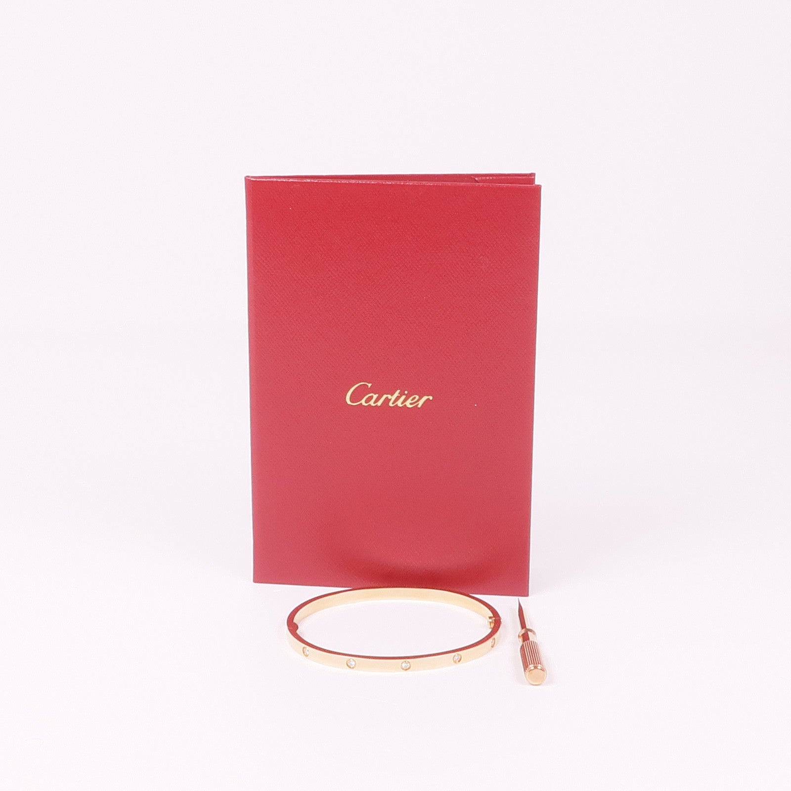 CARTIER 18K玫瑰金Love Bracelet鑽石手鐲Cartier#17