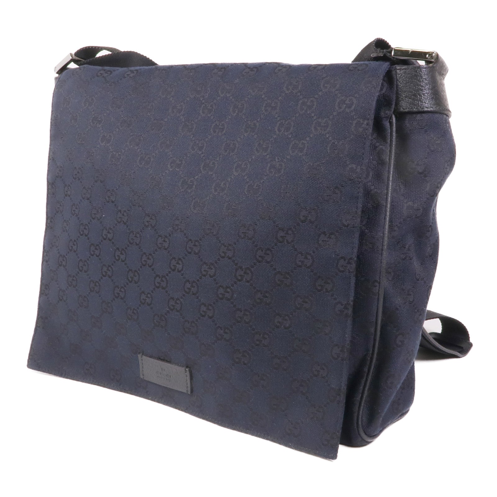 GUCCI 帆布Shoulder Bag銀扣肩背袋