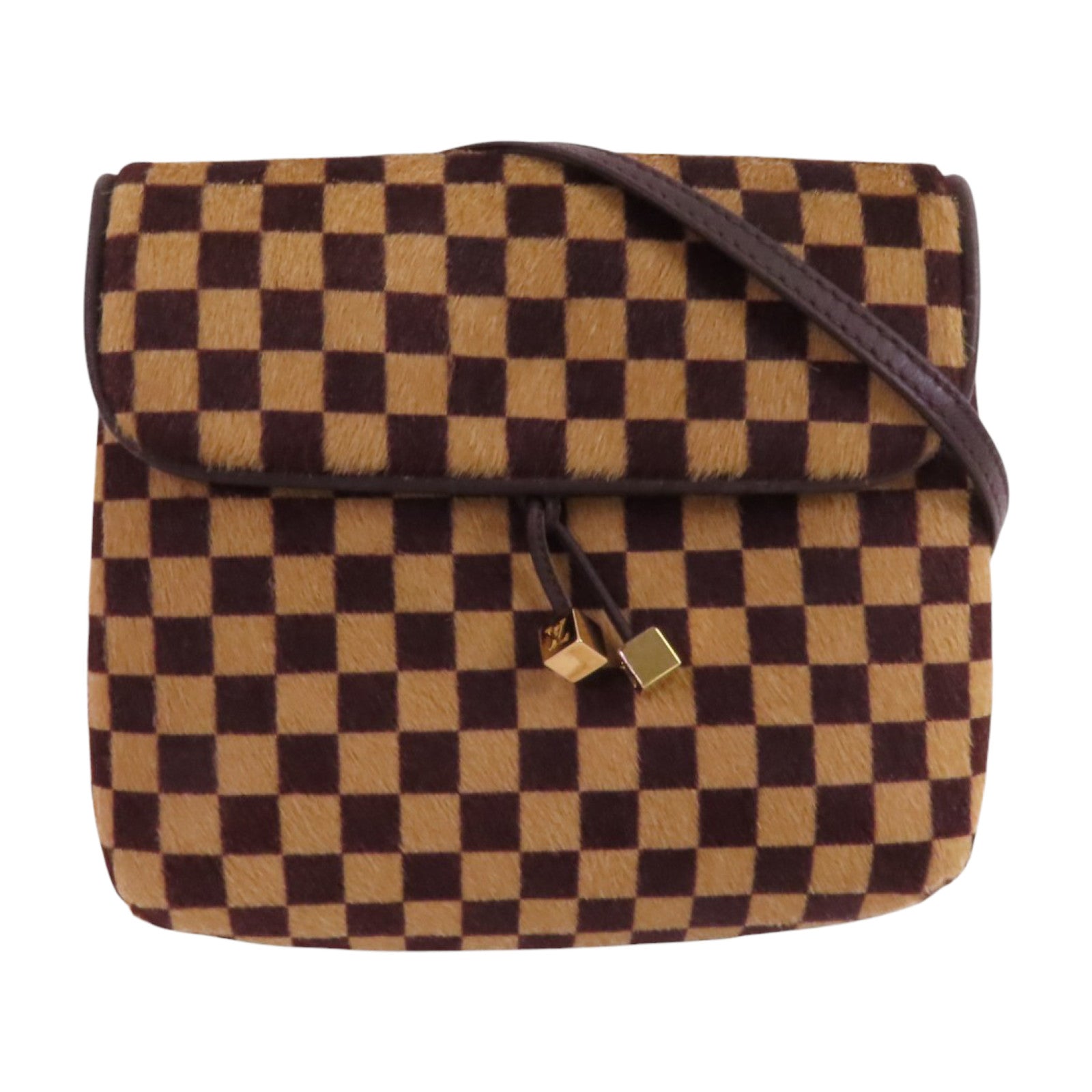 LOUIS VUITTON Damier Azur Pony Hair Sauvage Gazelle金扣肩背袋