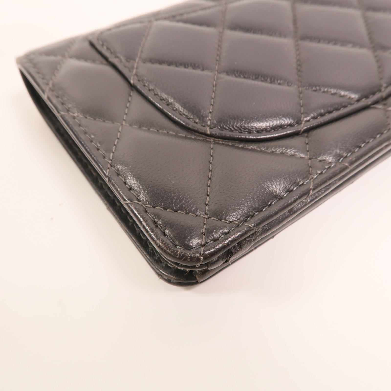 CHANEL 羊皮皮革Long Wallet銀扣長錢包