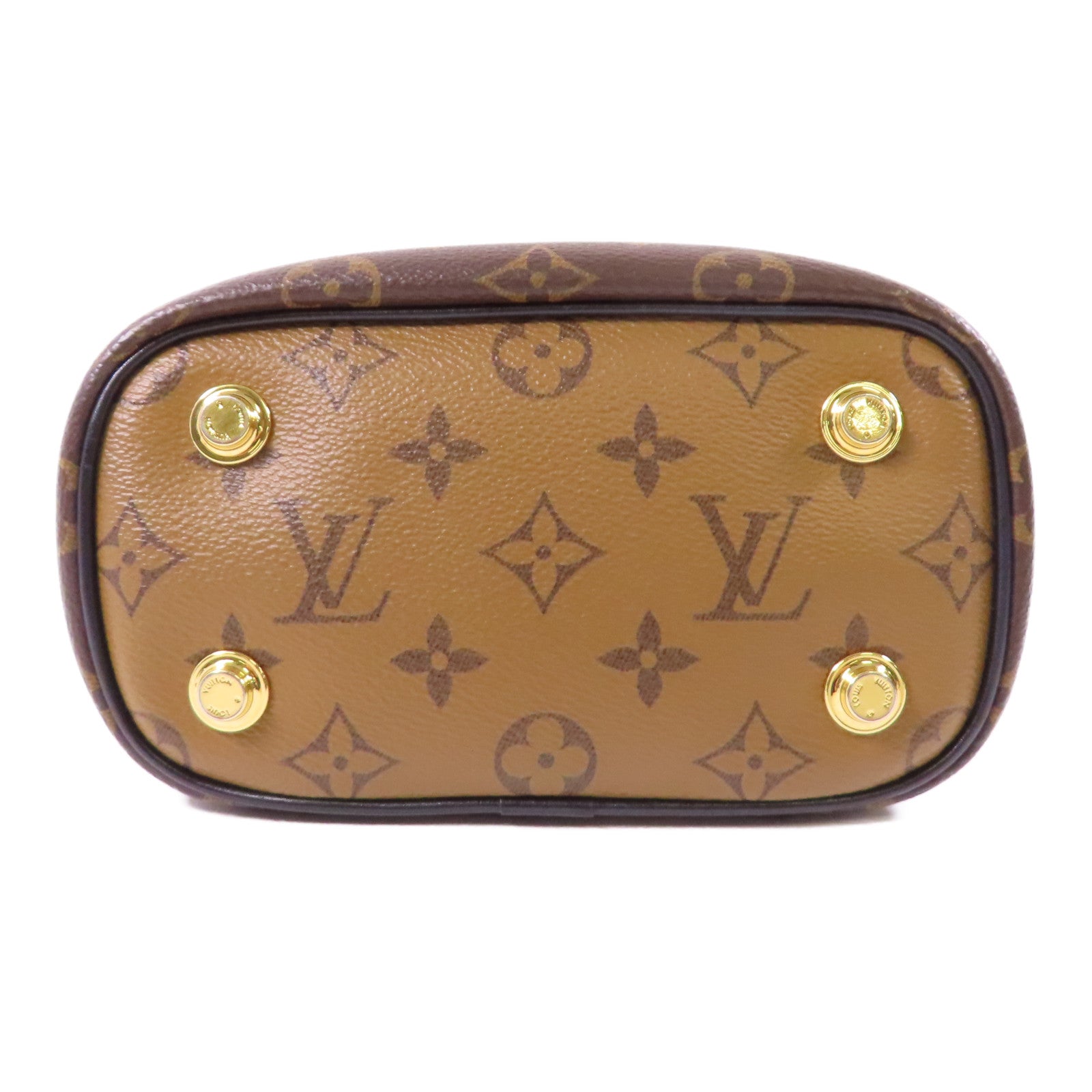 LOUIS VUITTON Monogram Reverse Vanity PM金扣手挽肩背兩用袋棕色