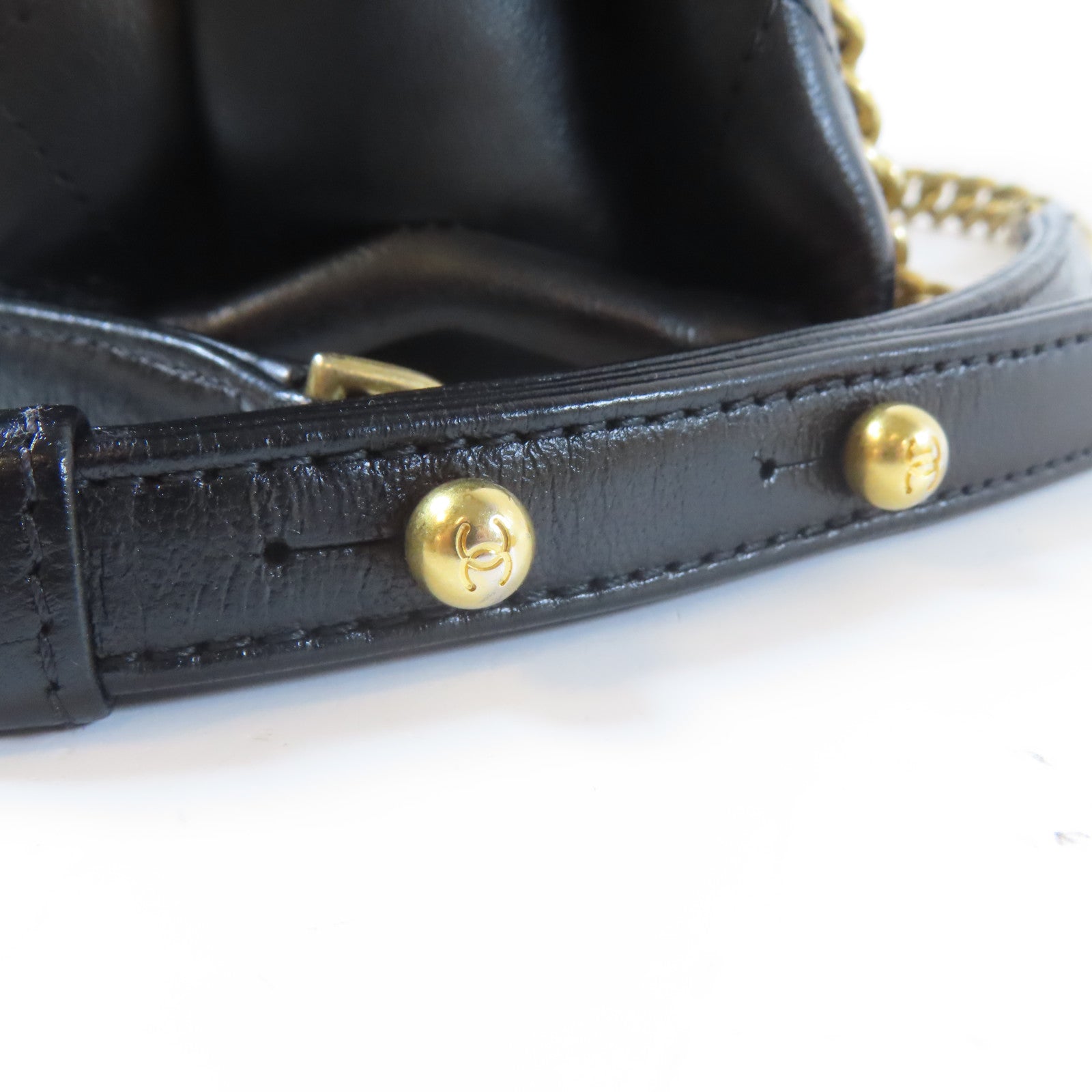 CHANEL 【激減優惠】菱格牛皮皮革Chain Shoulder金扣手挽肩背兩用袋黑色