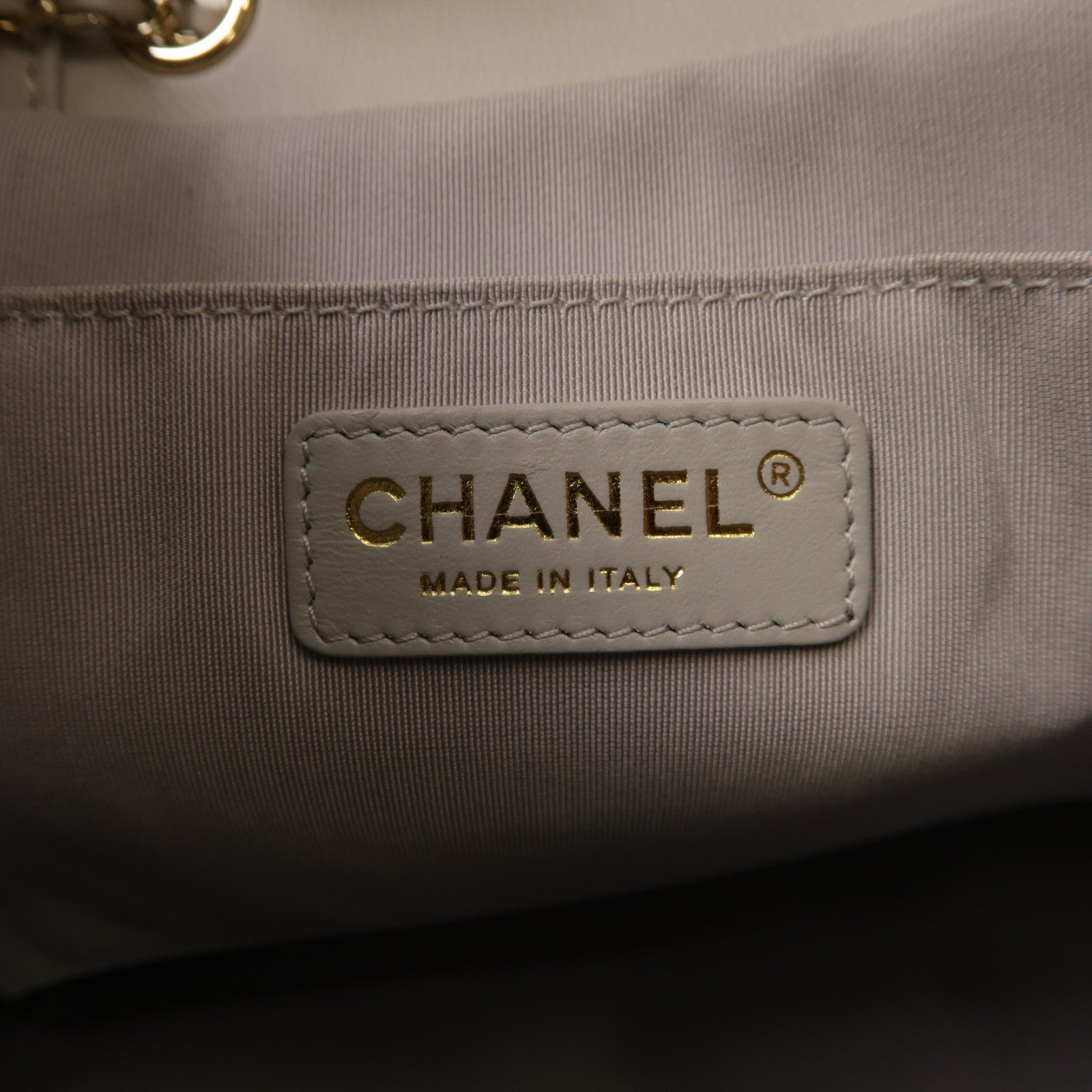 CHANEL 菱格牛皮皮革Bucket Bag金扣手挽肩背兩用袋灰色