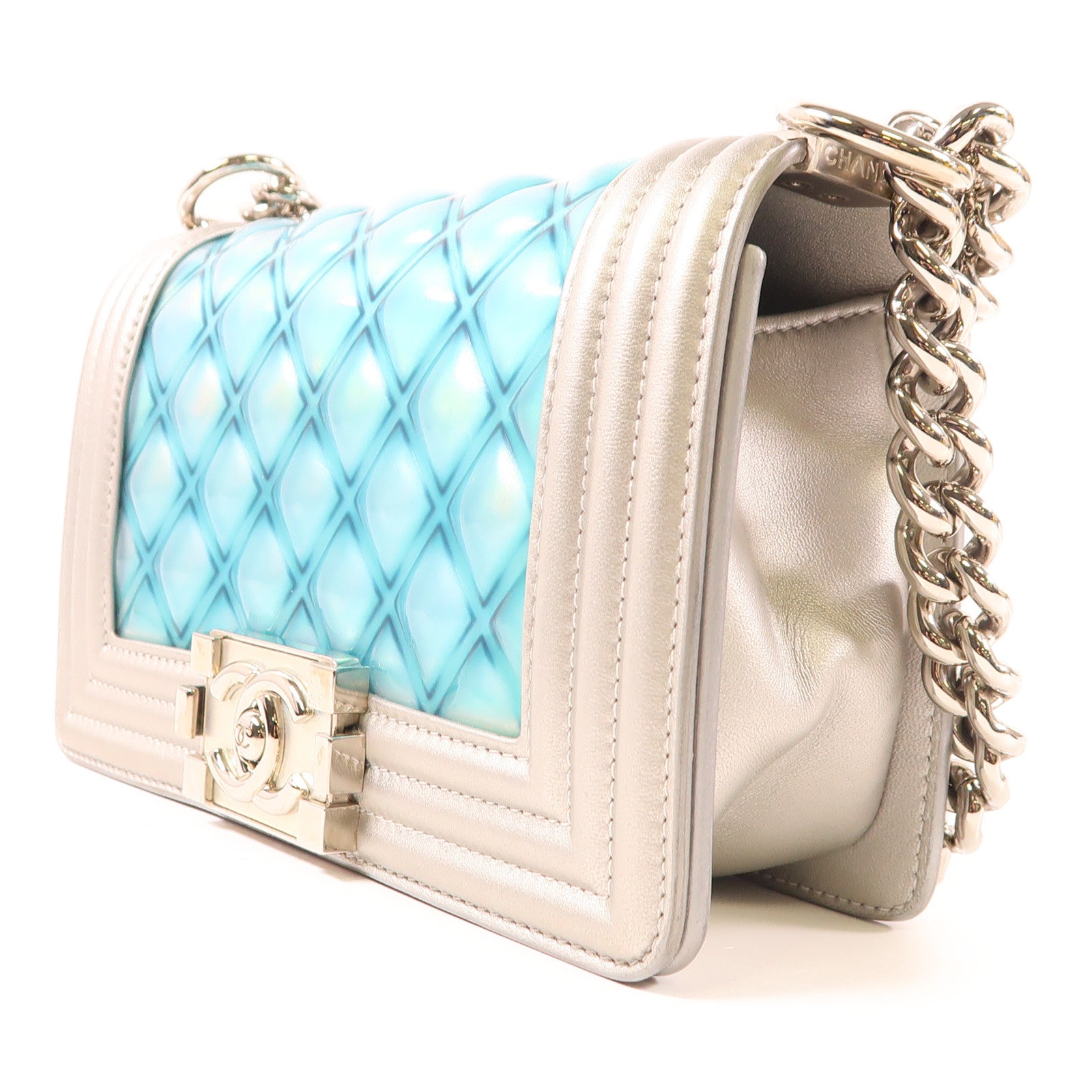 CHANEL 皮革Boy 20銀扣肩背袋