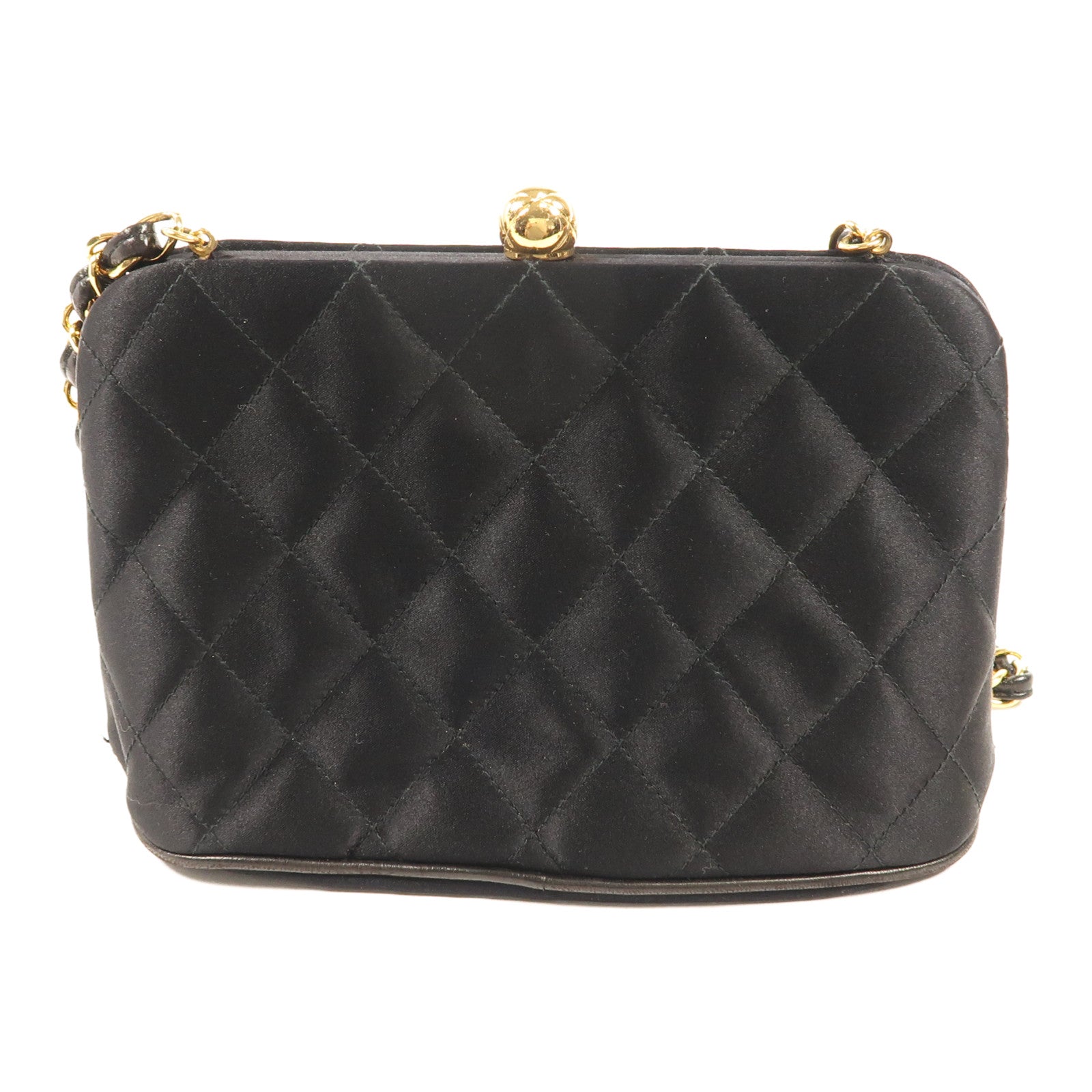 CHANEL 絲質Shoulder Bag金扣鏈帶肩背袋