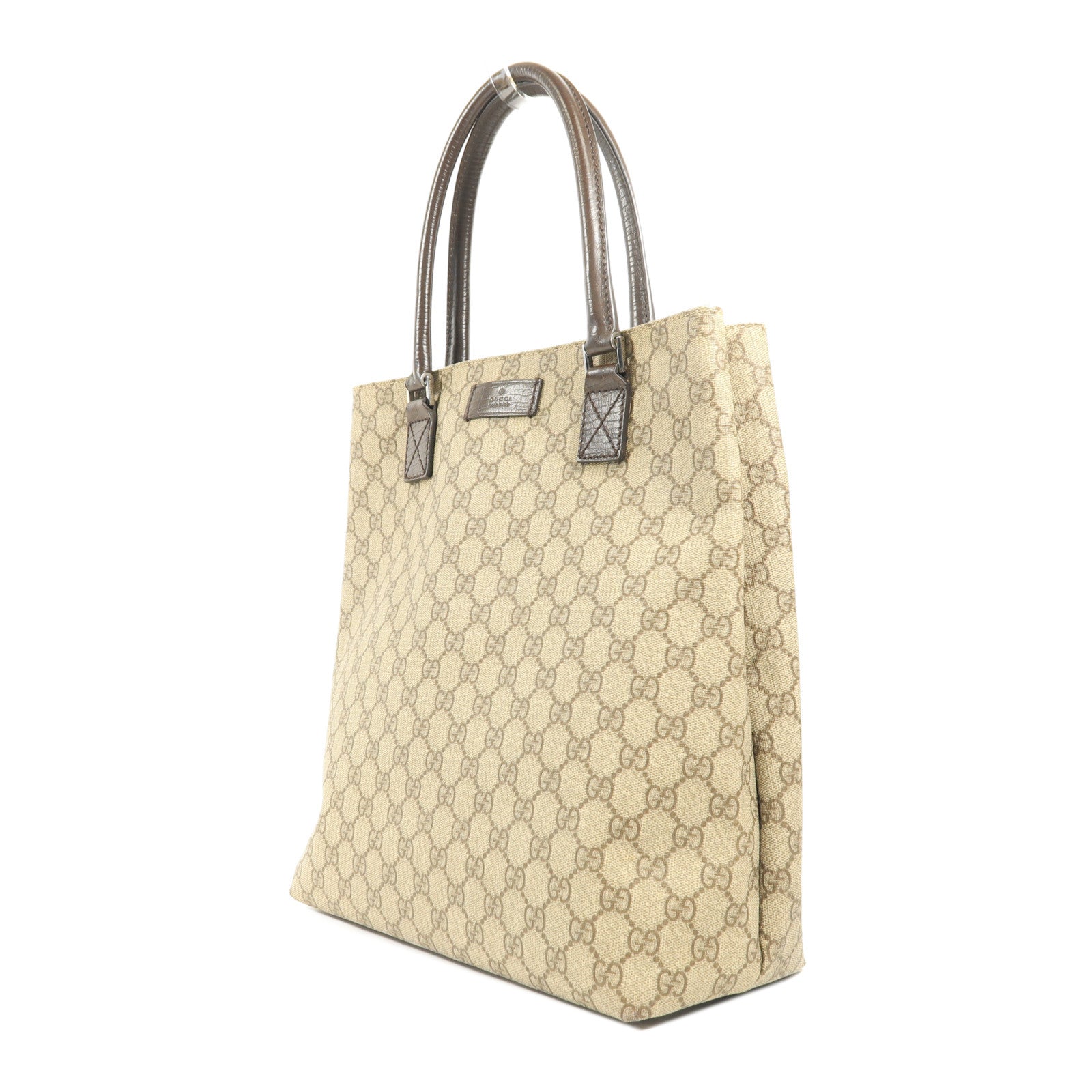 GUCCI 塗層帆布Tote Bag銀扣肩背袋