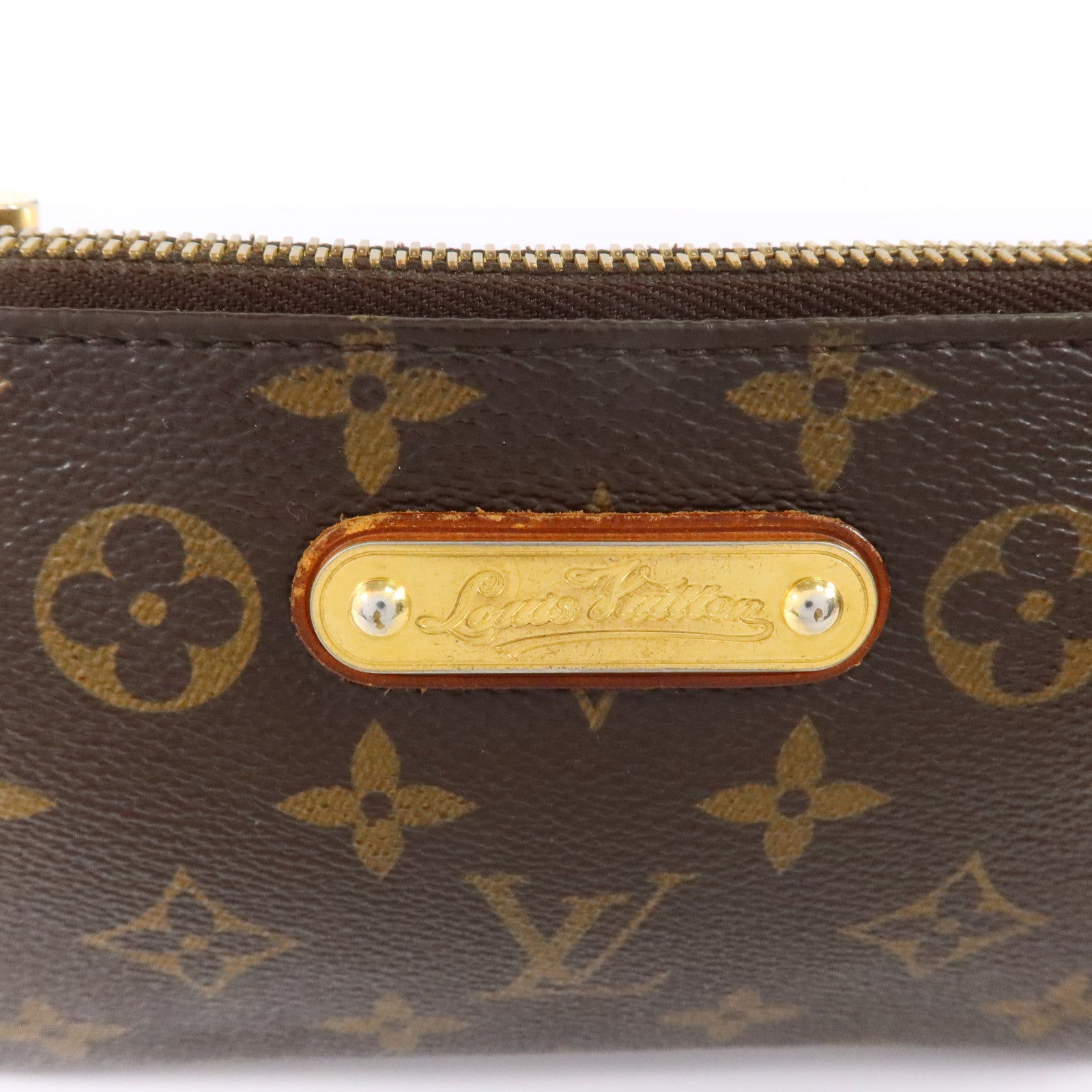 LOUIS VUITTON Monogram Pochette Milla金扣鏈帶手挽袋