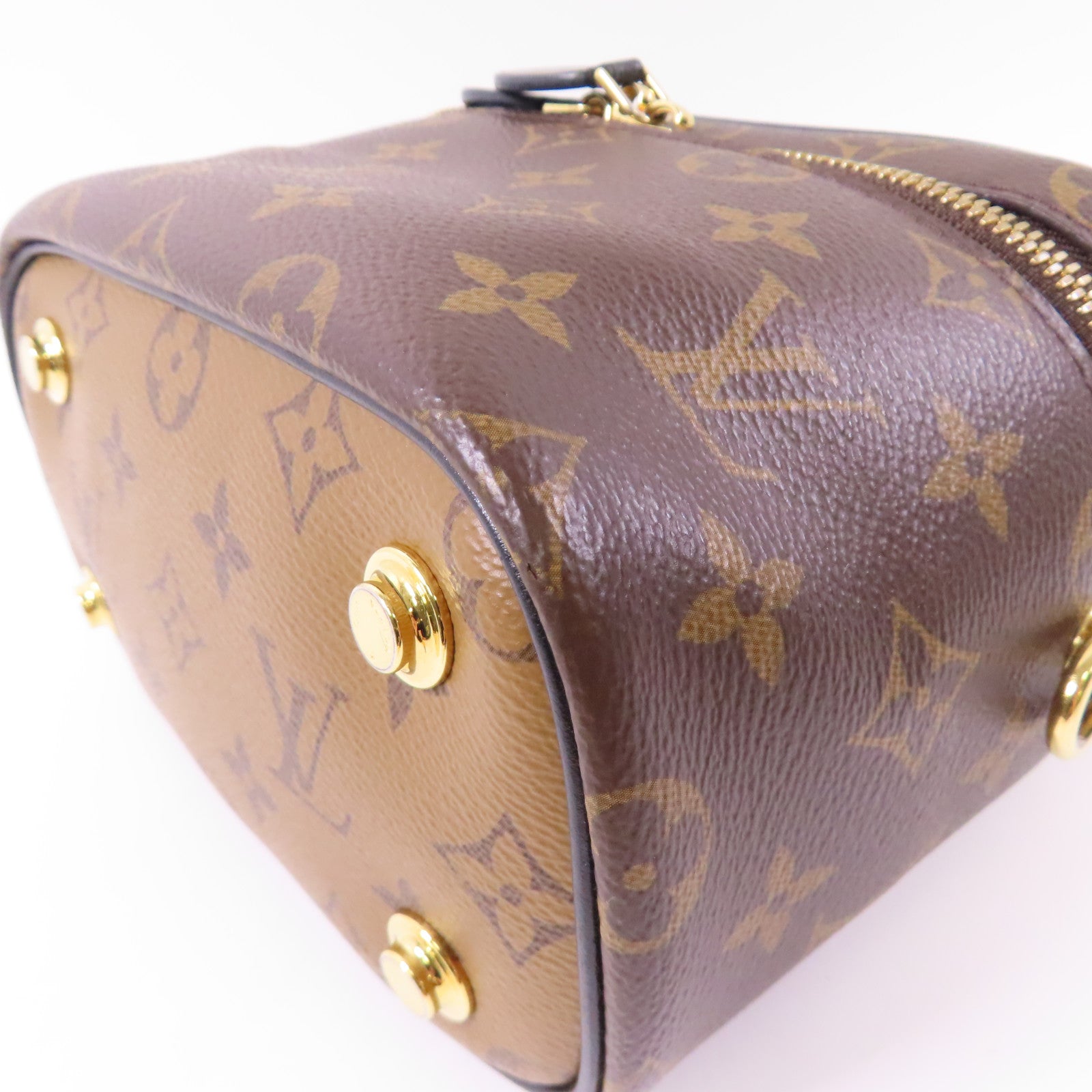 LOUIS VUITTON 【激減優惠】Monogram Reverse Vanity PM金扣手挽肩背兩用袋棕色