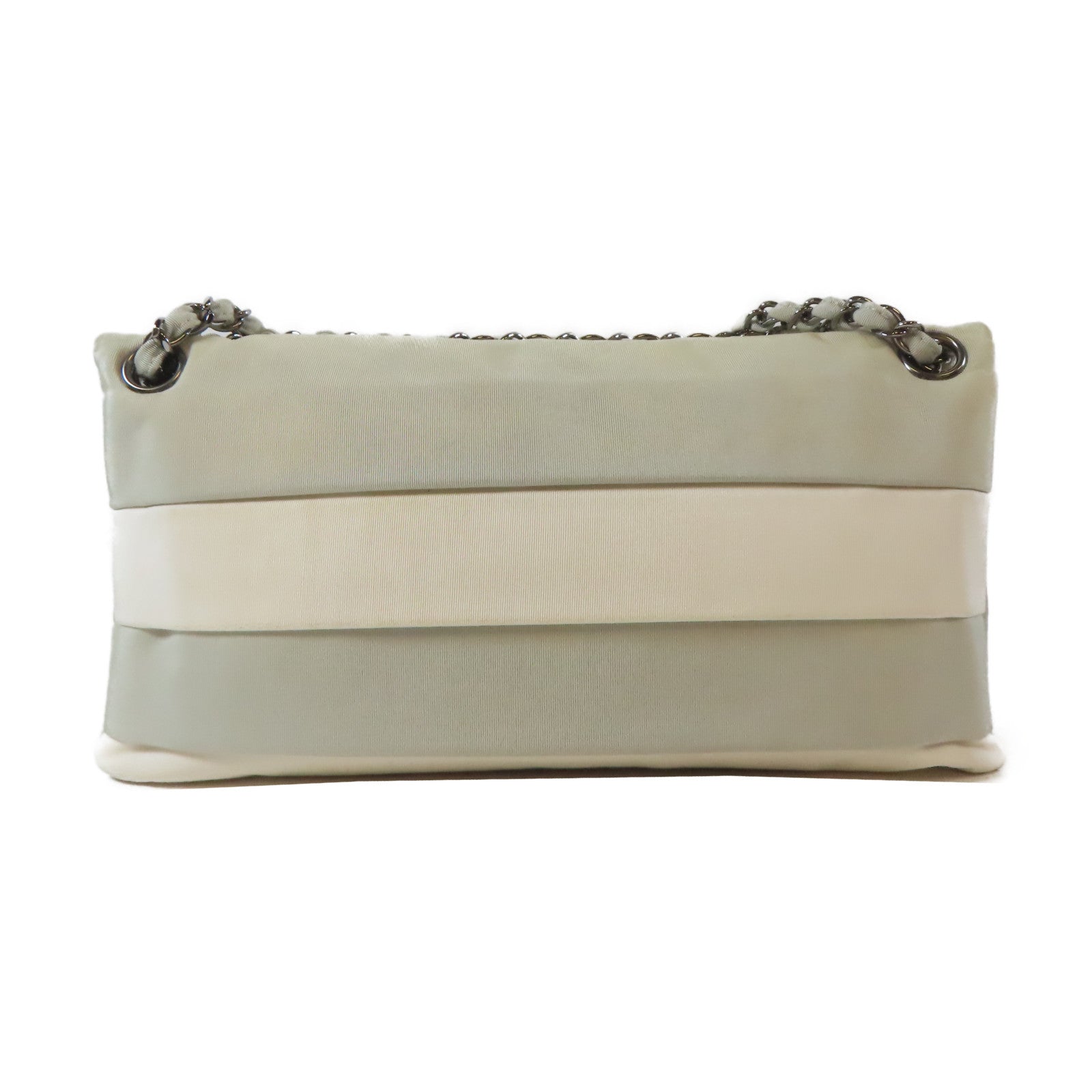 CHANEL 【激減優惠】尼龍Chain Shoulder Bag銀扣鏈帶肩背袋米色