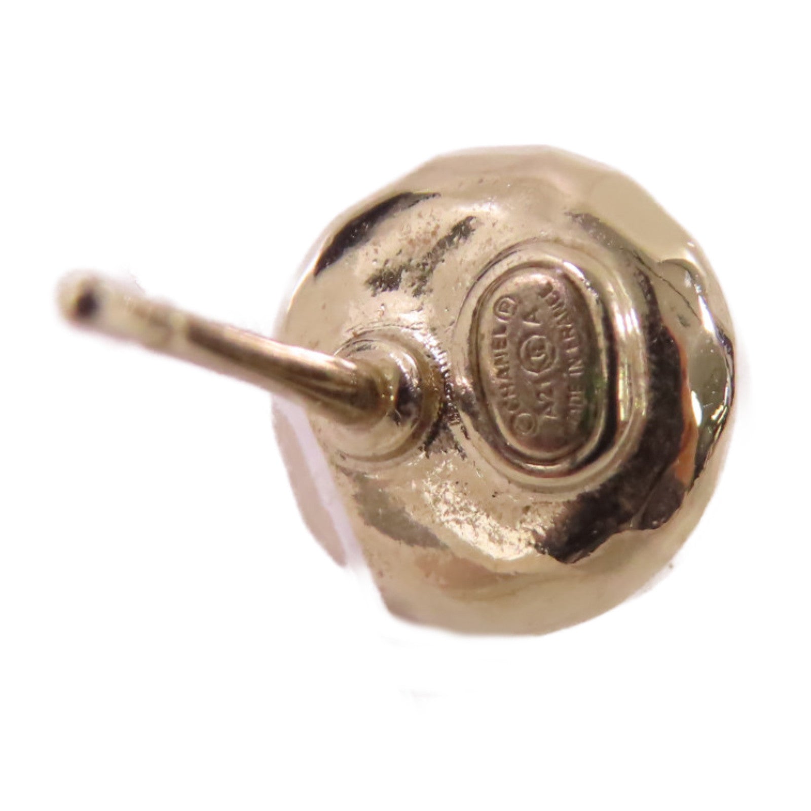 CHANEL 金屬/仿珍珠/水鑽CC Earrings金扣耳環白色/金色