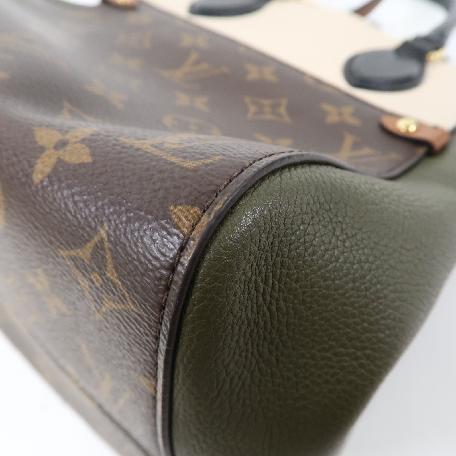 LOUIS VUITTON Monogram Fold Tote金扣手挽肩背兩用袋啡色/綠色