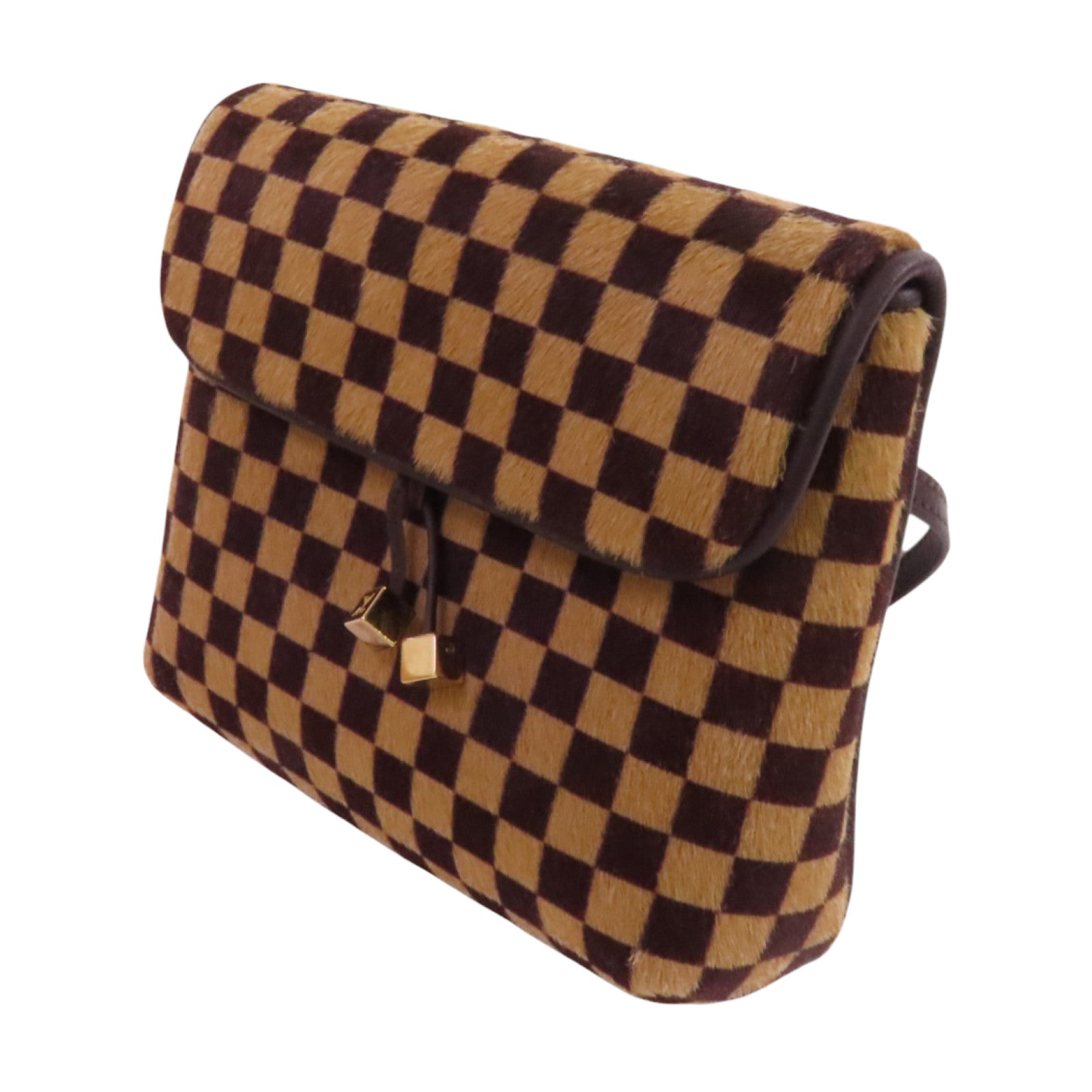 LOUIS VUITTON Damier Azur Pony Hair Sauvage Gazelle金扣肩背袋