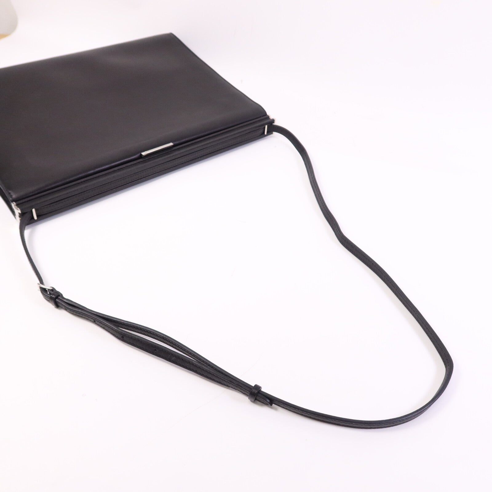 HERMES Evercolor皮革Clic-H 33 Bag銀扣肩背袋Noir