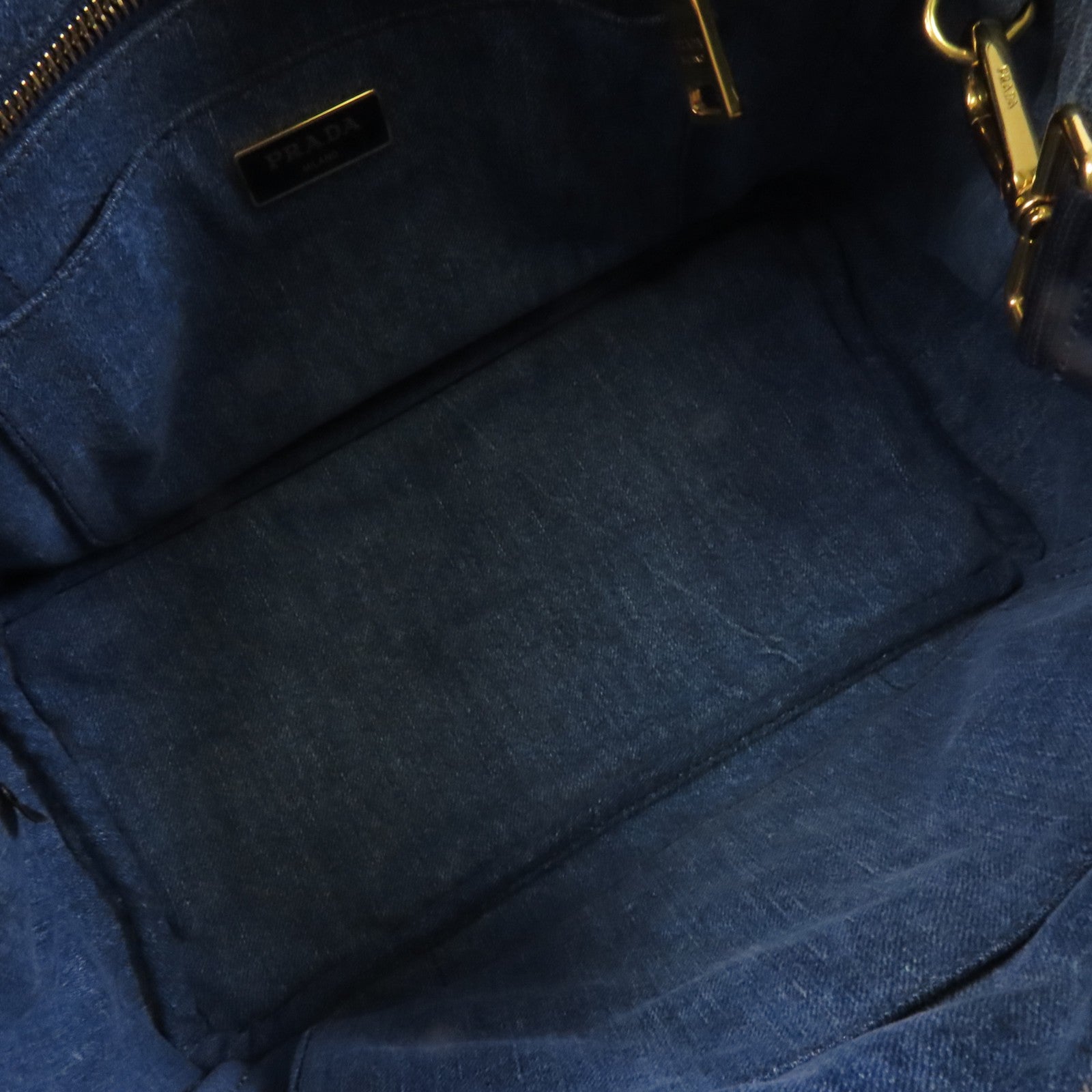 PRADA 牛仔布2Way Shoulder Bag金扣手挽肩背兩用袋