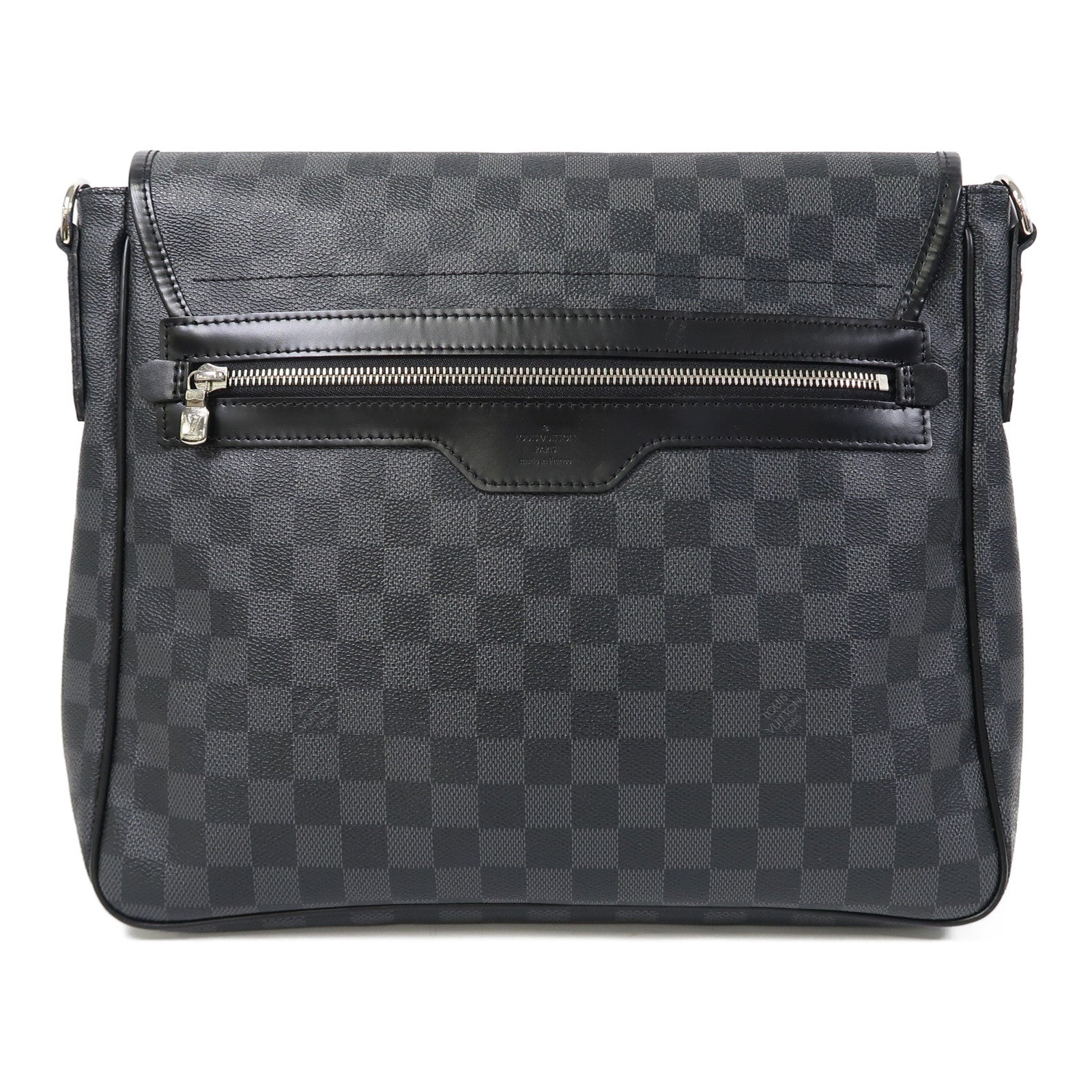 LOUIS VUITTON Damier Graphite Daniel MM銀扣肩背袋黑色
