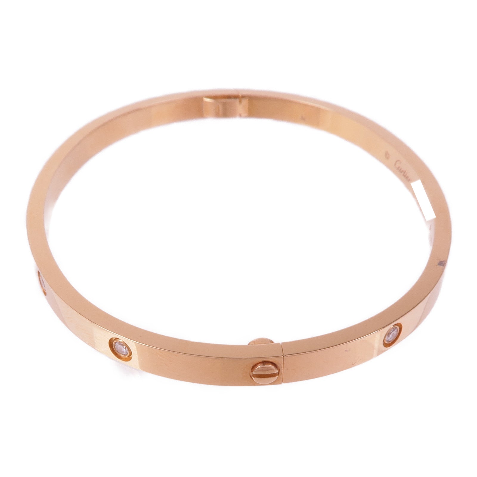 CARTIER 18K玫瑰金Love Bracelet鑽石手鐲Cartier#17