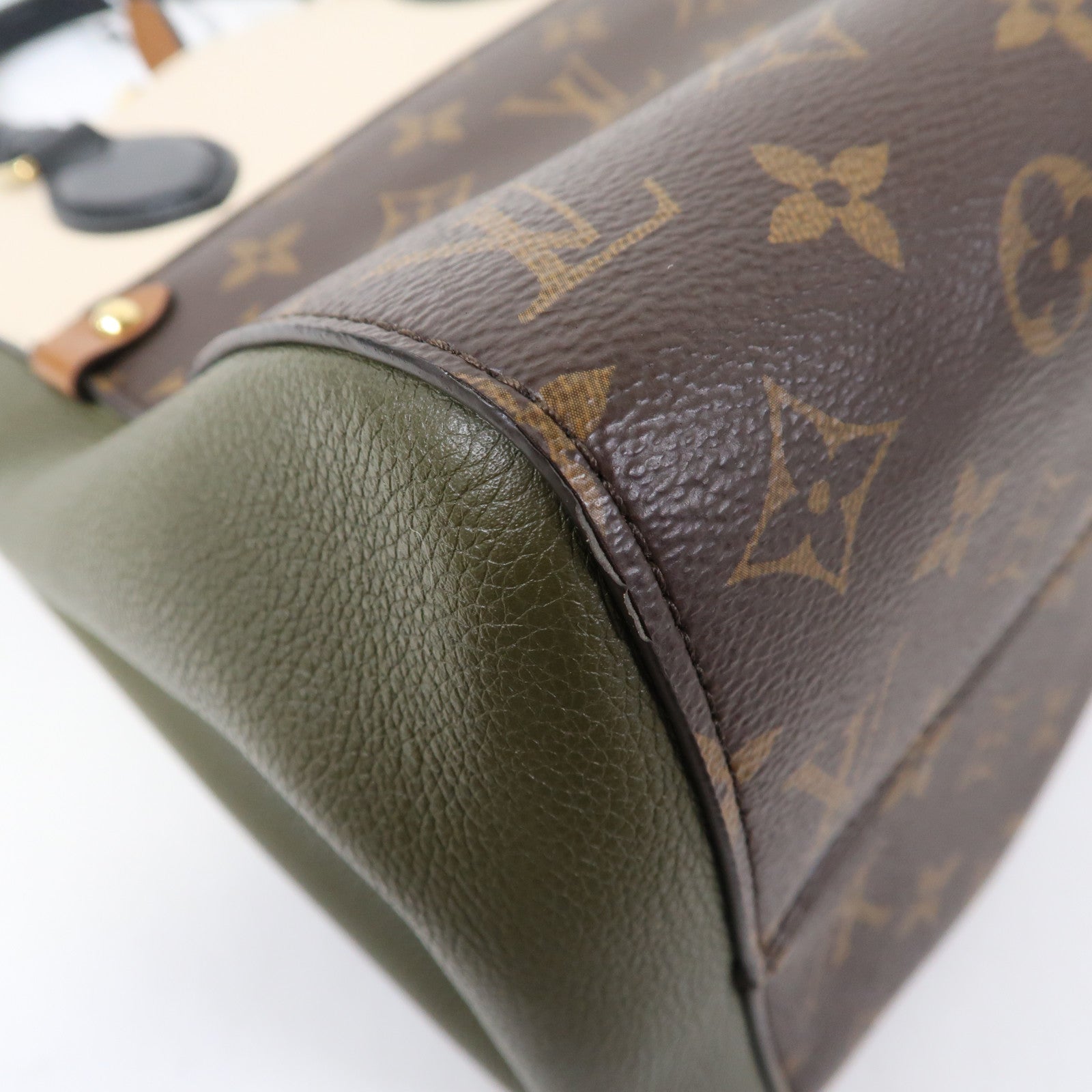 LOUIS VUITTON Monogram Fold Tote金扣手挽肩背兩用袋啡色/綠色