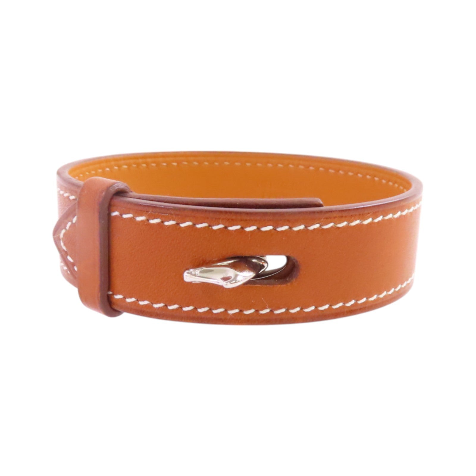 HERMES 牛皮皮革Bracelet T4銀扣手帶