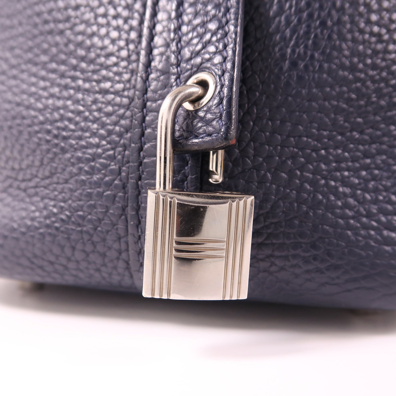 HERMES Clemence皮革Picotin PM銀扣手挽袋Bleu Nuit