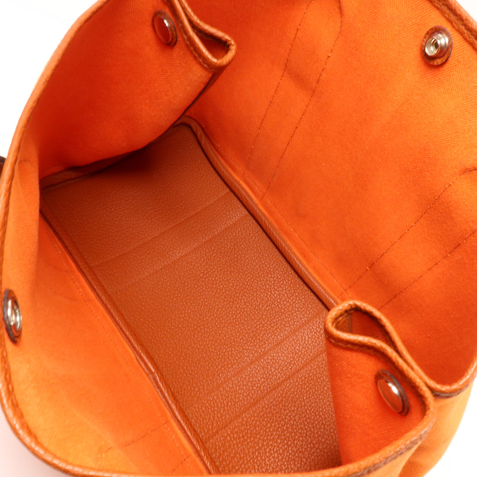 HERMES 帆布Garden Party PM手挽袋Orange